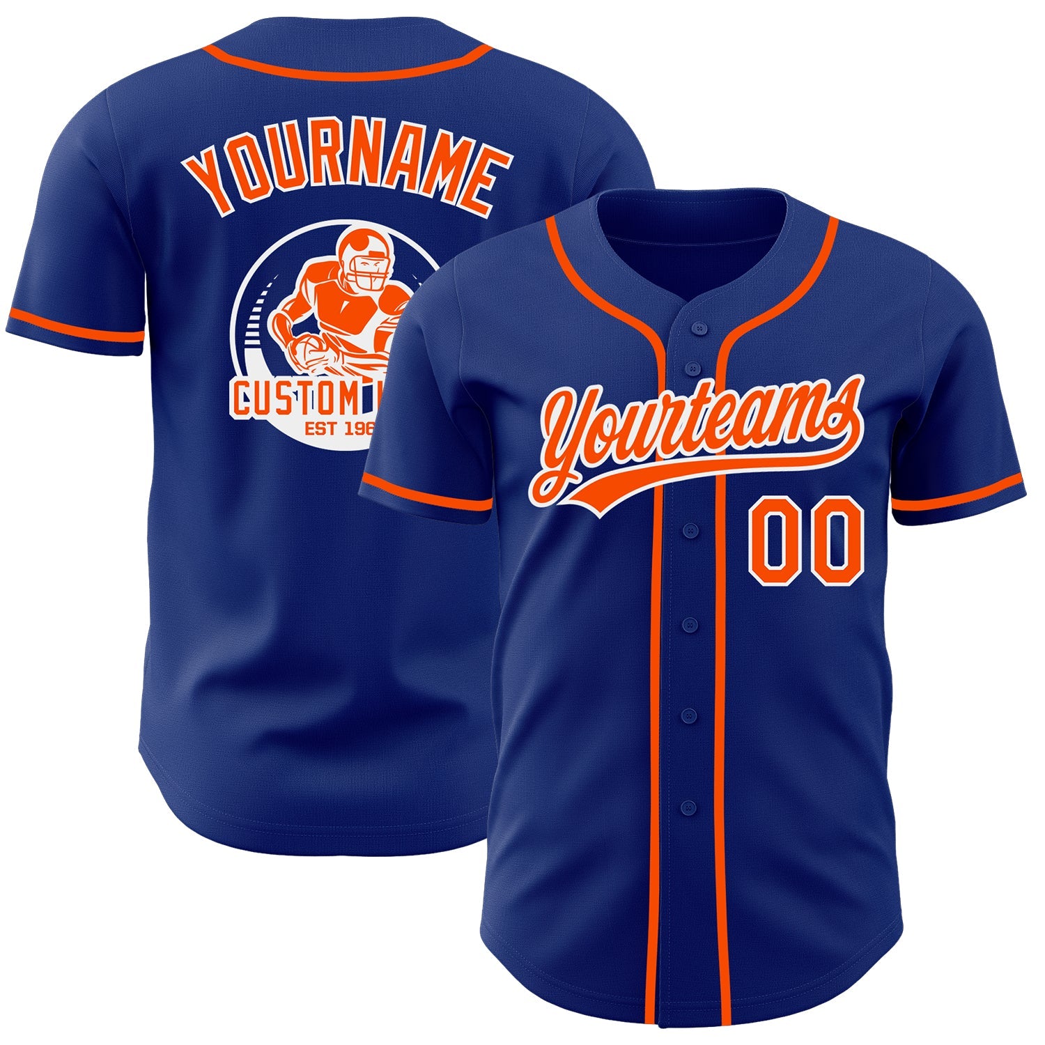 Custom Royal Orange-White Authentic Baseball Jersey - Main View