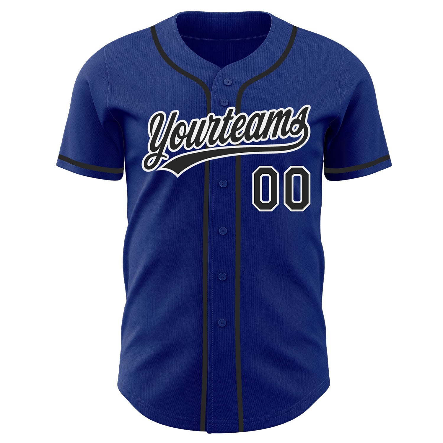 Custom Royal Black-White Authentic Baseball Jersey view 2