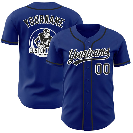 Custom Royal Black-White Authentic Baseball Jersey - Main View