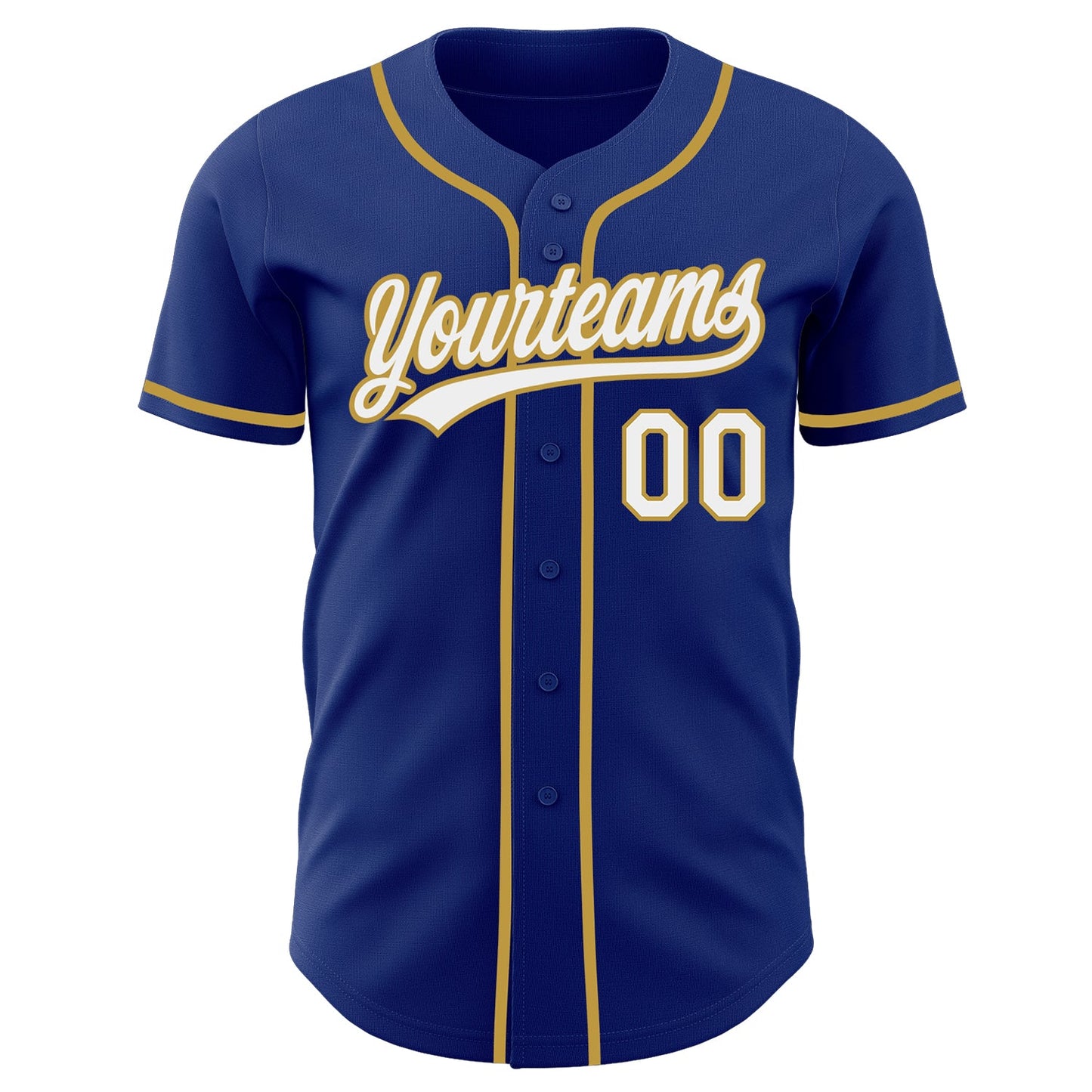 Custom Royal White-Old Gold Authentic Baseball Jersey view 2