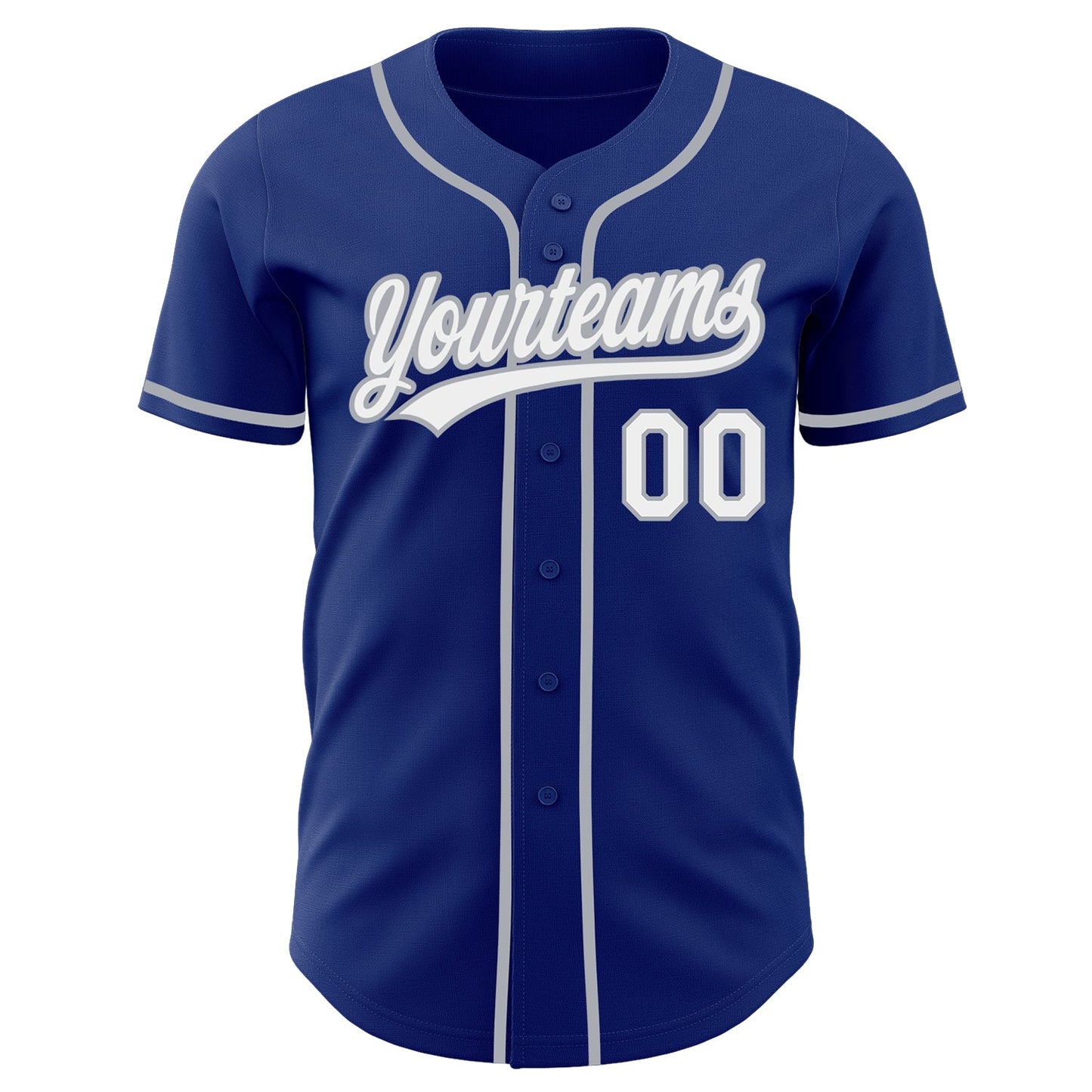 Custom Royal White-Gray Authentic Baseball Jersey view 2
