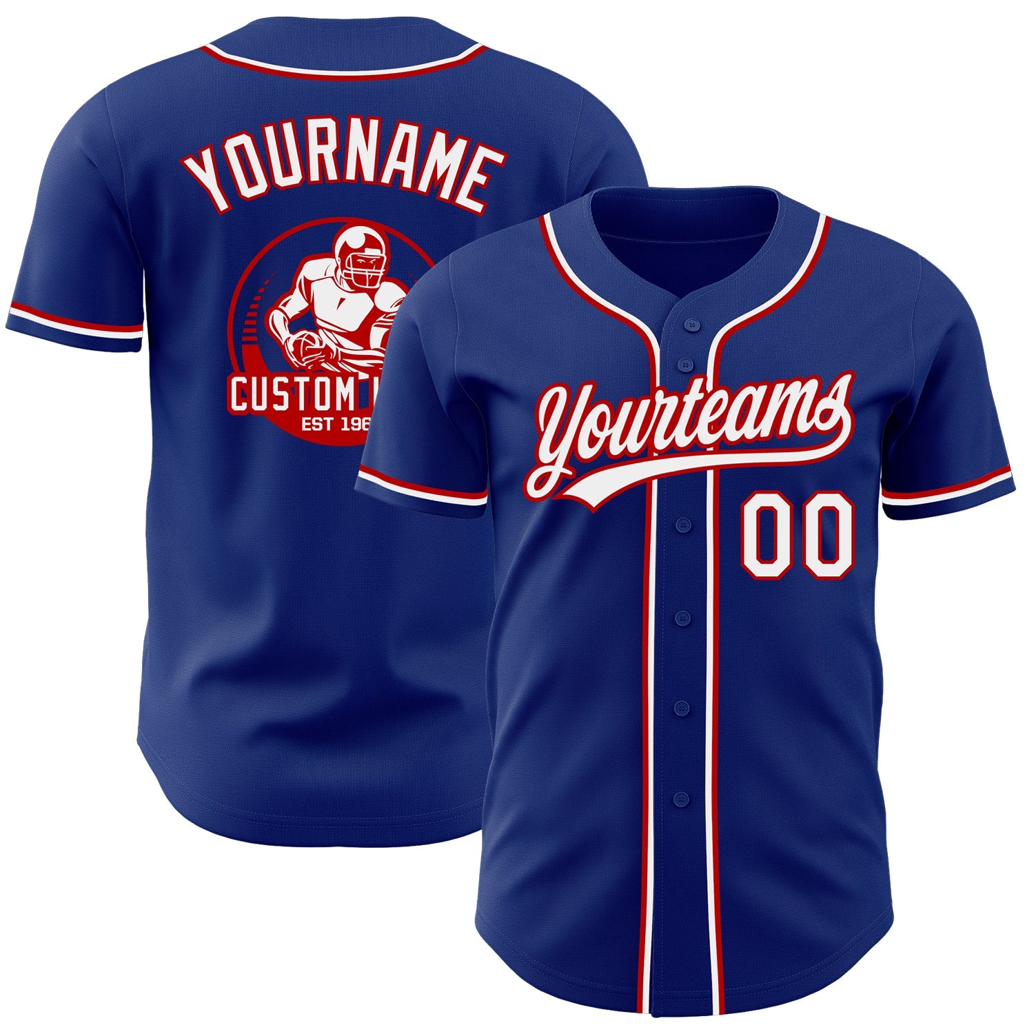 Custom Royal White-Red Authentic Baseball Jersey - Main View