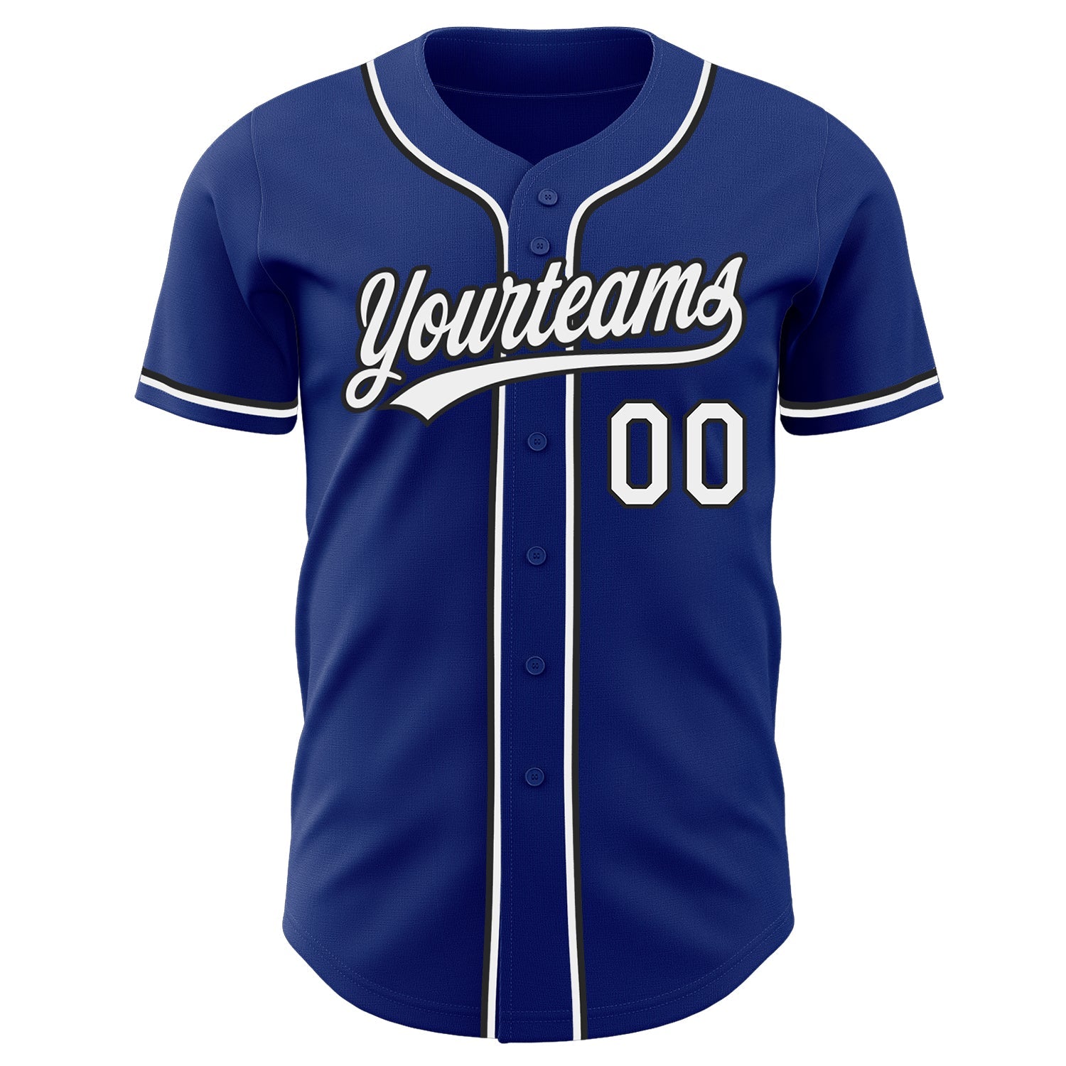 Custom Royal White-Black Authentic Baseball Jersey view 2