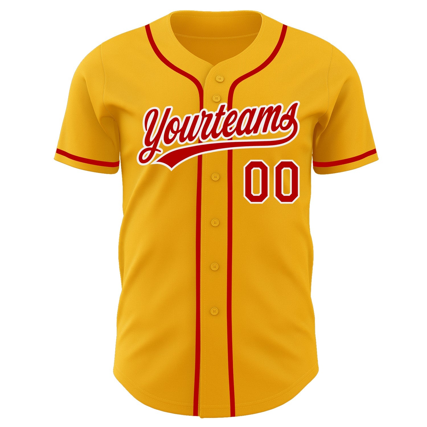 Custom Gold Red-White Authentic Baseball Jersey view 2
