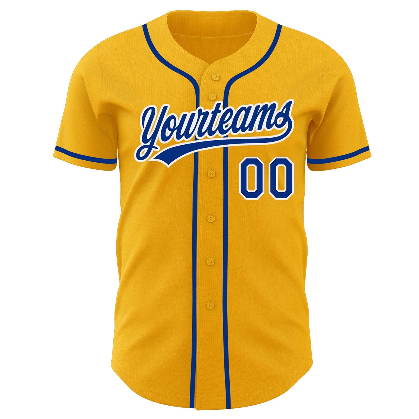 Custom Gold Royal-White Authentic Baseball Jersey view 2
