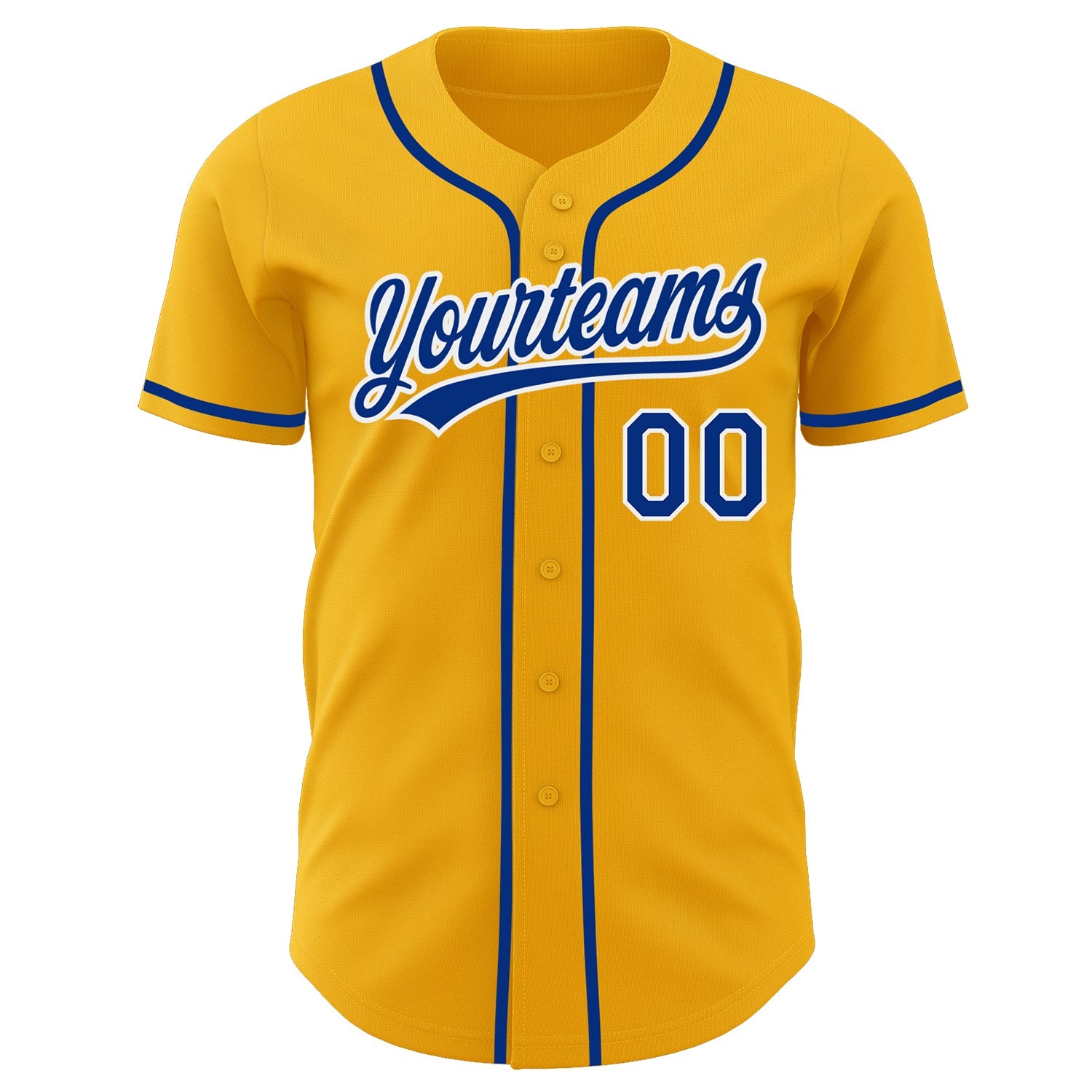 Custom Gold Royal-White Authentic Baseball Jersey view 2