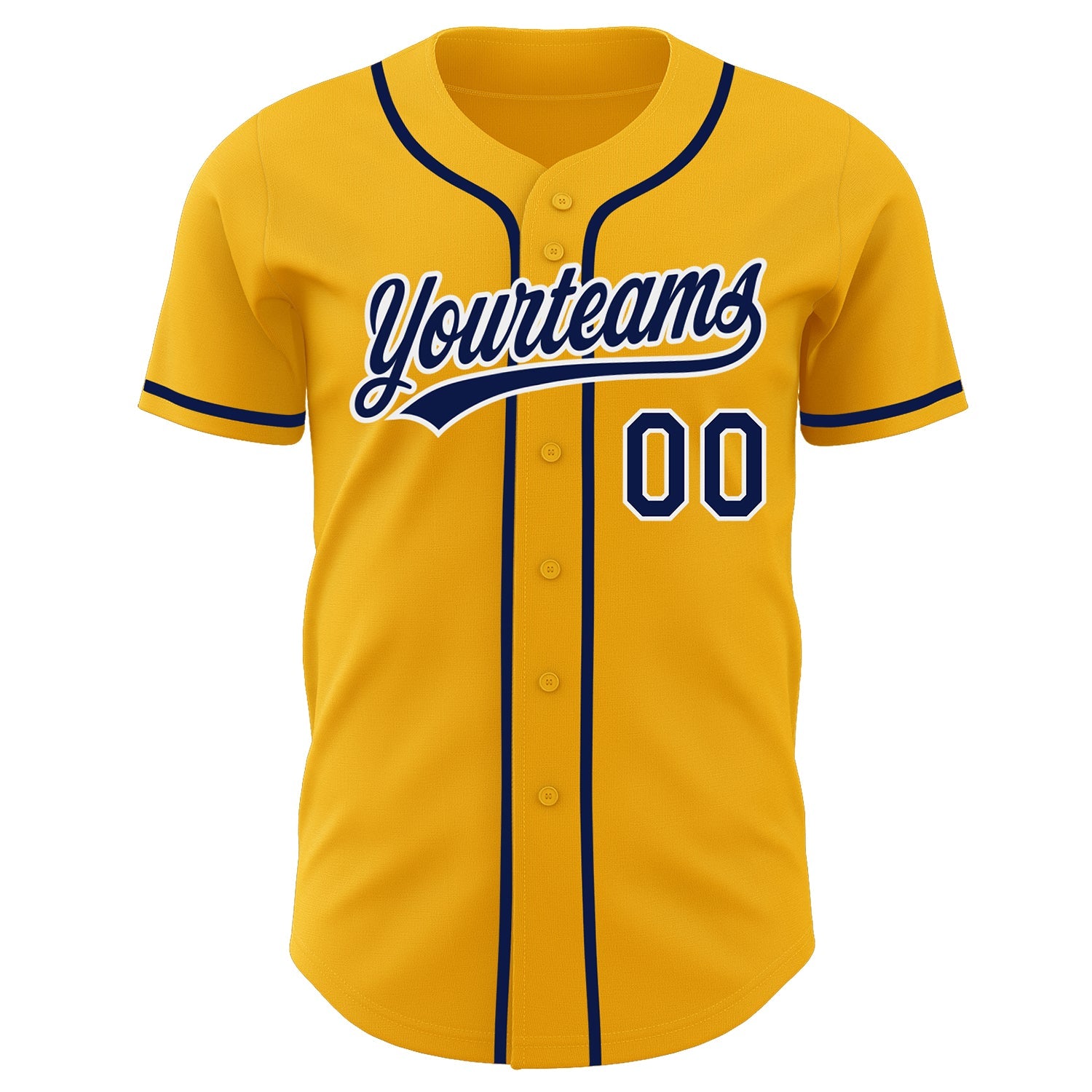 Custom Gold Navy-White Authentic Baseball Jersey view 2
