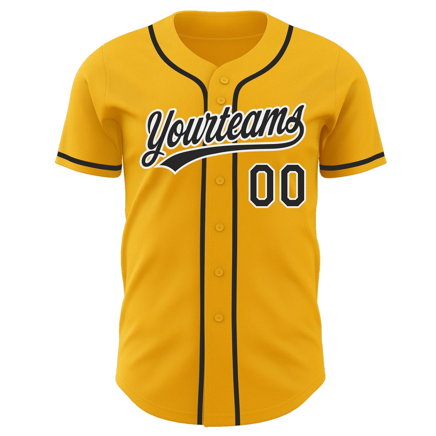 Custom Gold Black-White Authentic Baseball Jersey view 2