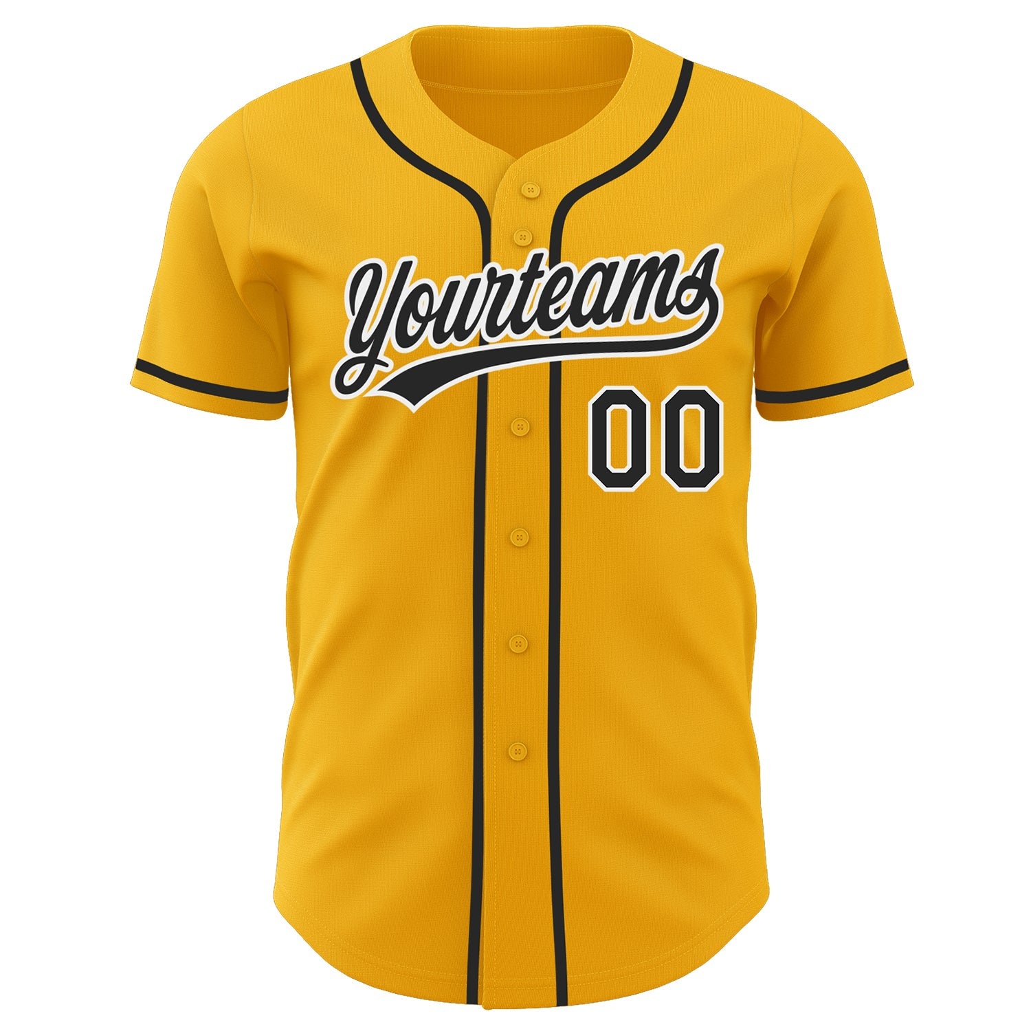 Custom Gold Black-White Authentic Baseball Jersey view 2
