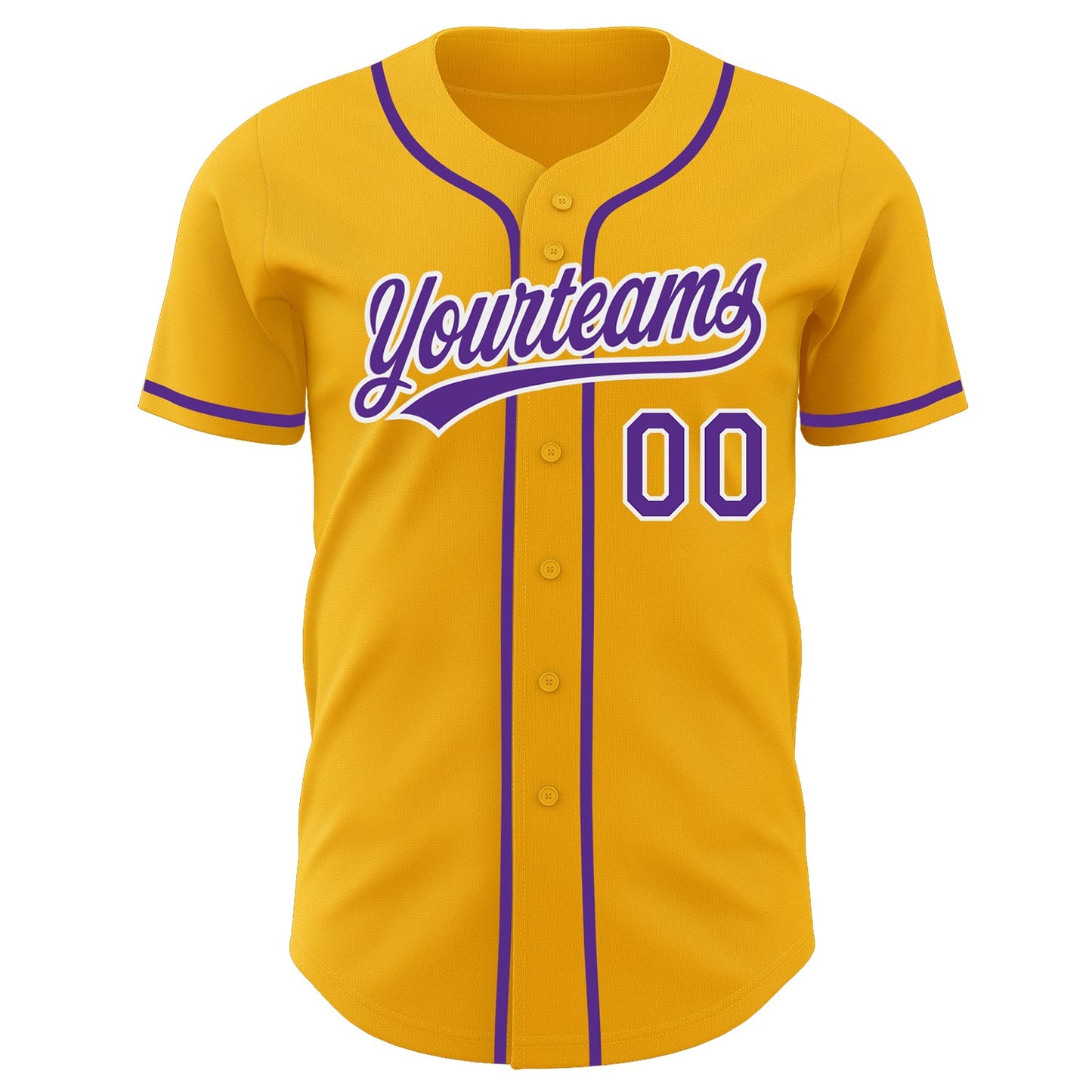 Custom Gold Purple-White Authentic Baseball Jersey view 2