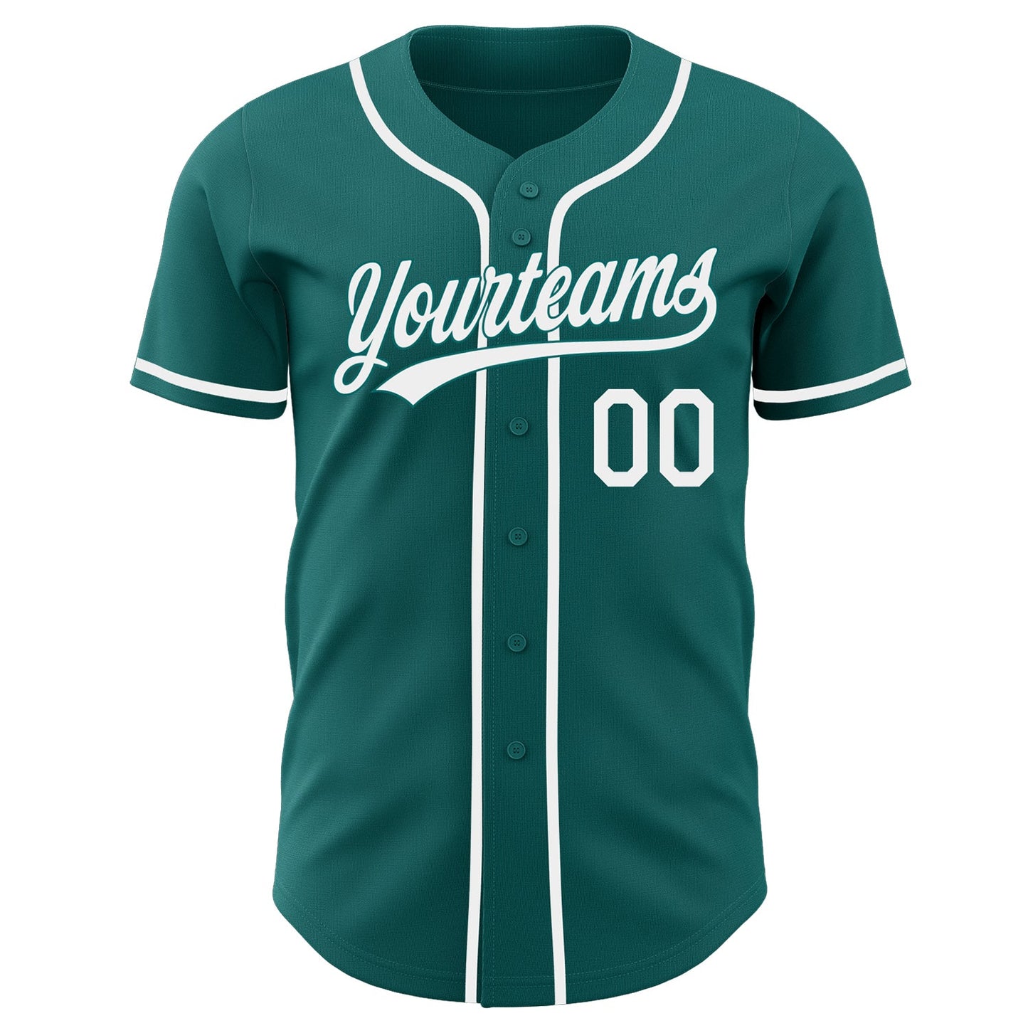 Custom Teal-White Authentic Baseball Jersey view 2