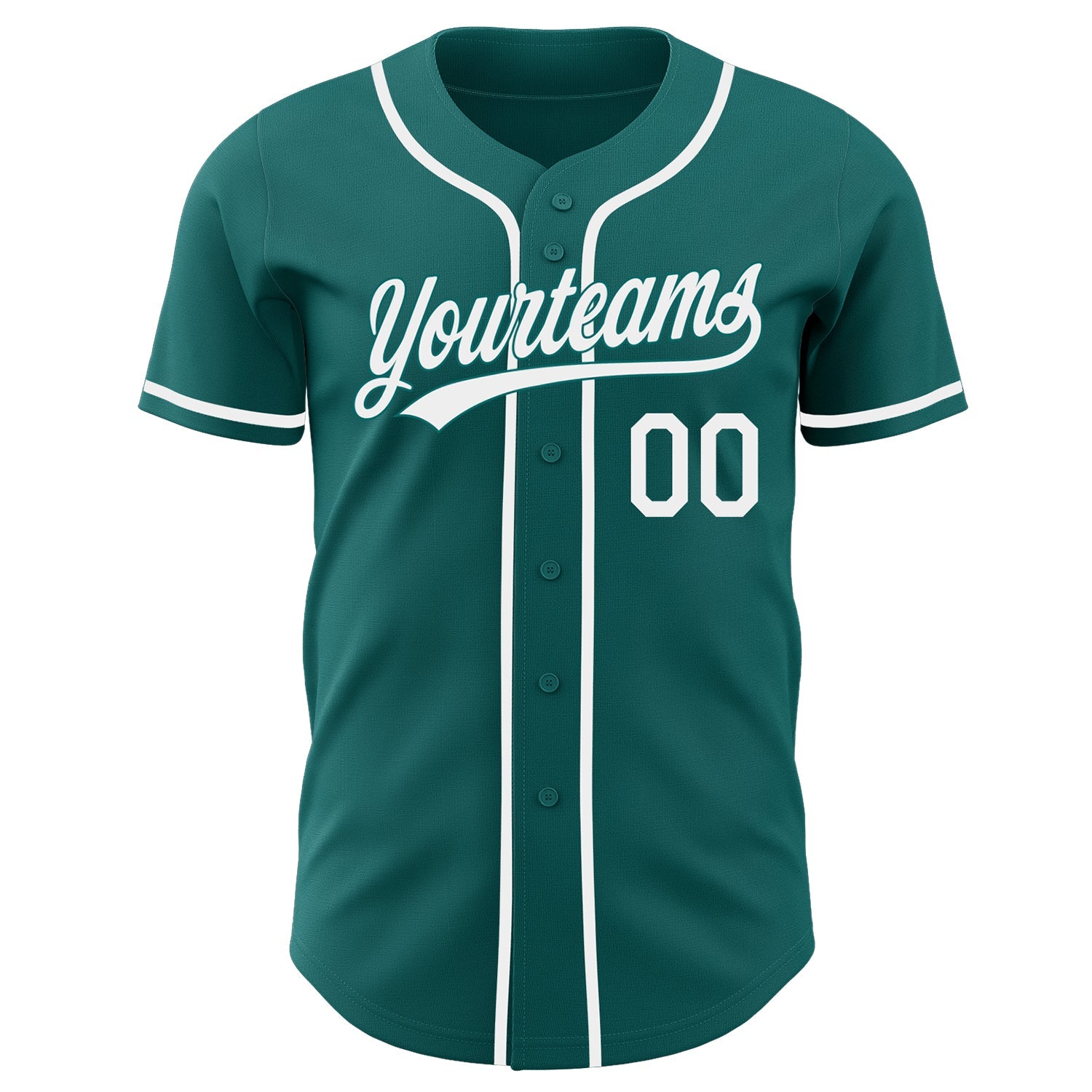 Custom Teal-White Authentic Baseball Jersey view 2