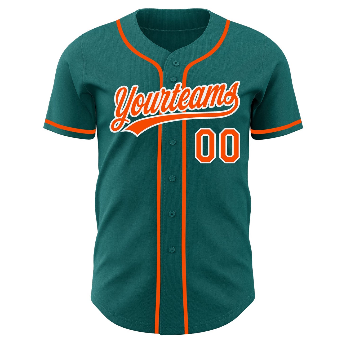 Custom Teal Orange-White Authentic Baseball Jersey view 2