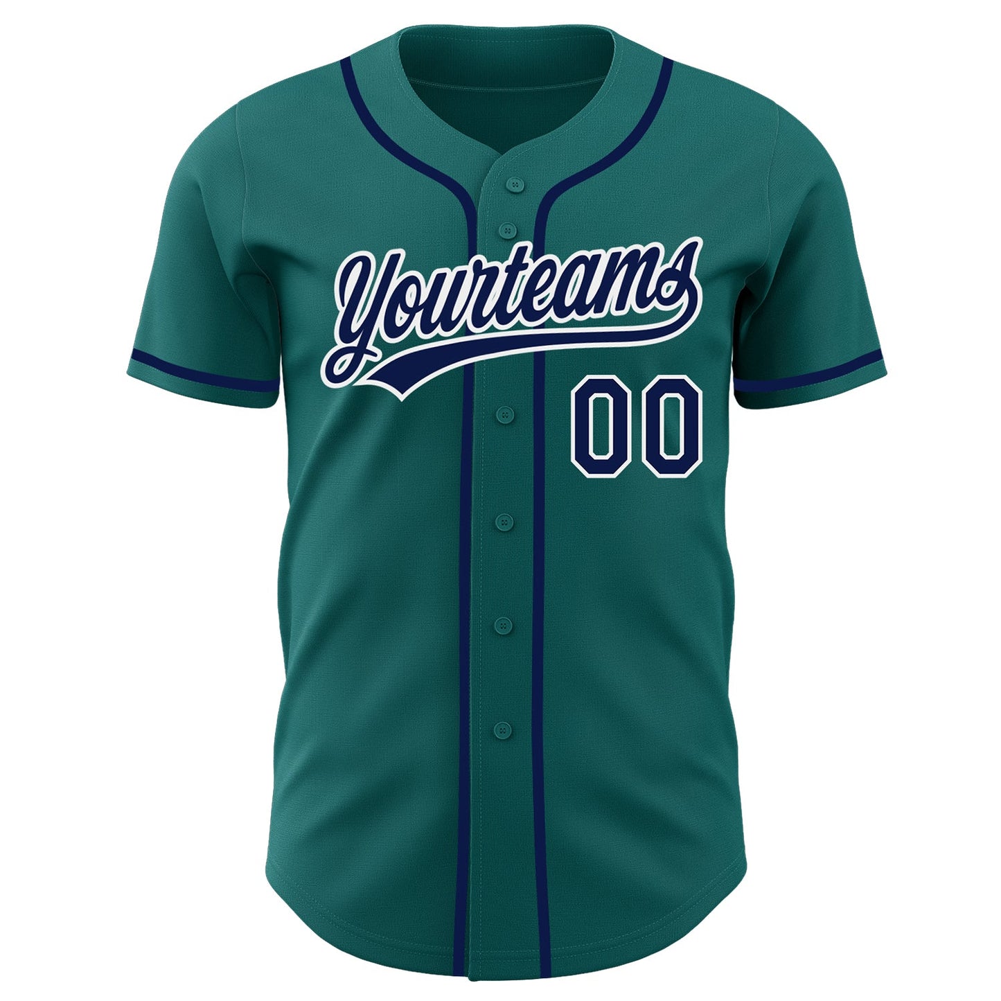 Custom Teal Navy-White Authentic Baseball Jersey view 2