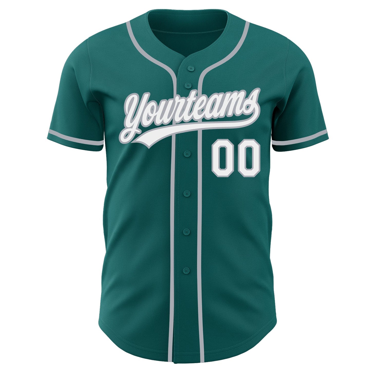Custom Teal White-Gray Authentic Baseball Jersey view 2
