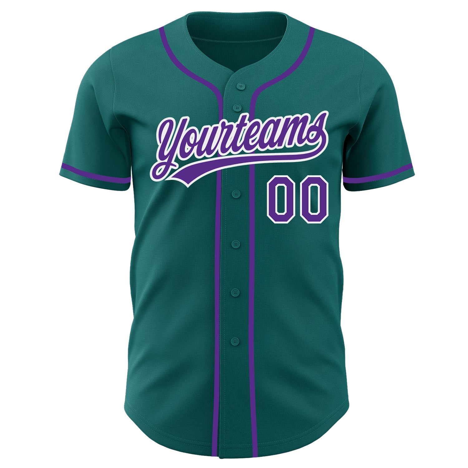 Custom Teal Purple-White Authentic Baseball Jersey view 2