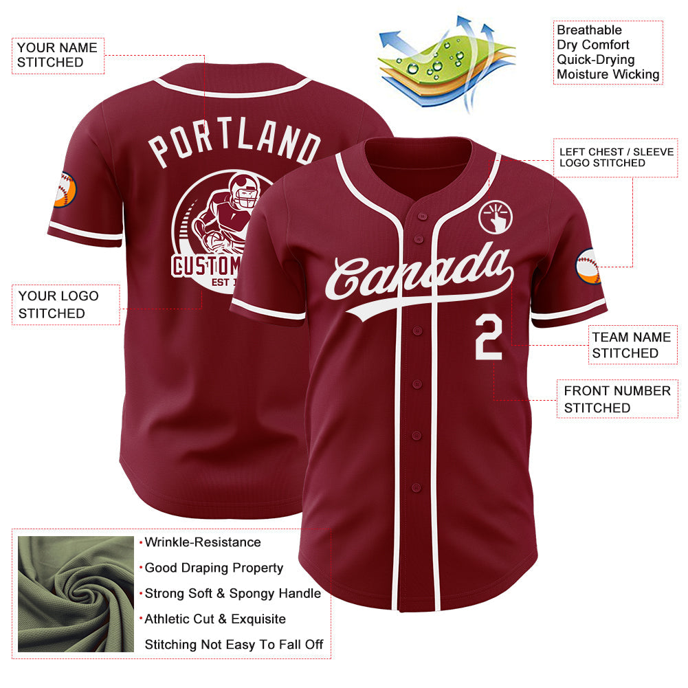 Custom Crimson-White Authentic Baseball Jersey view 3