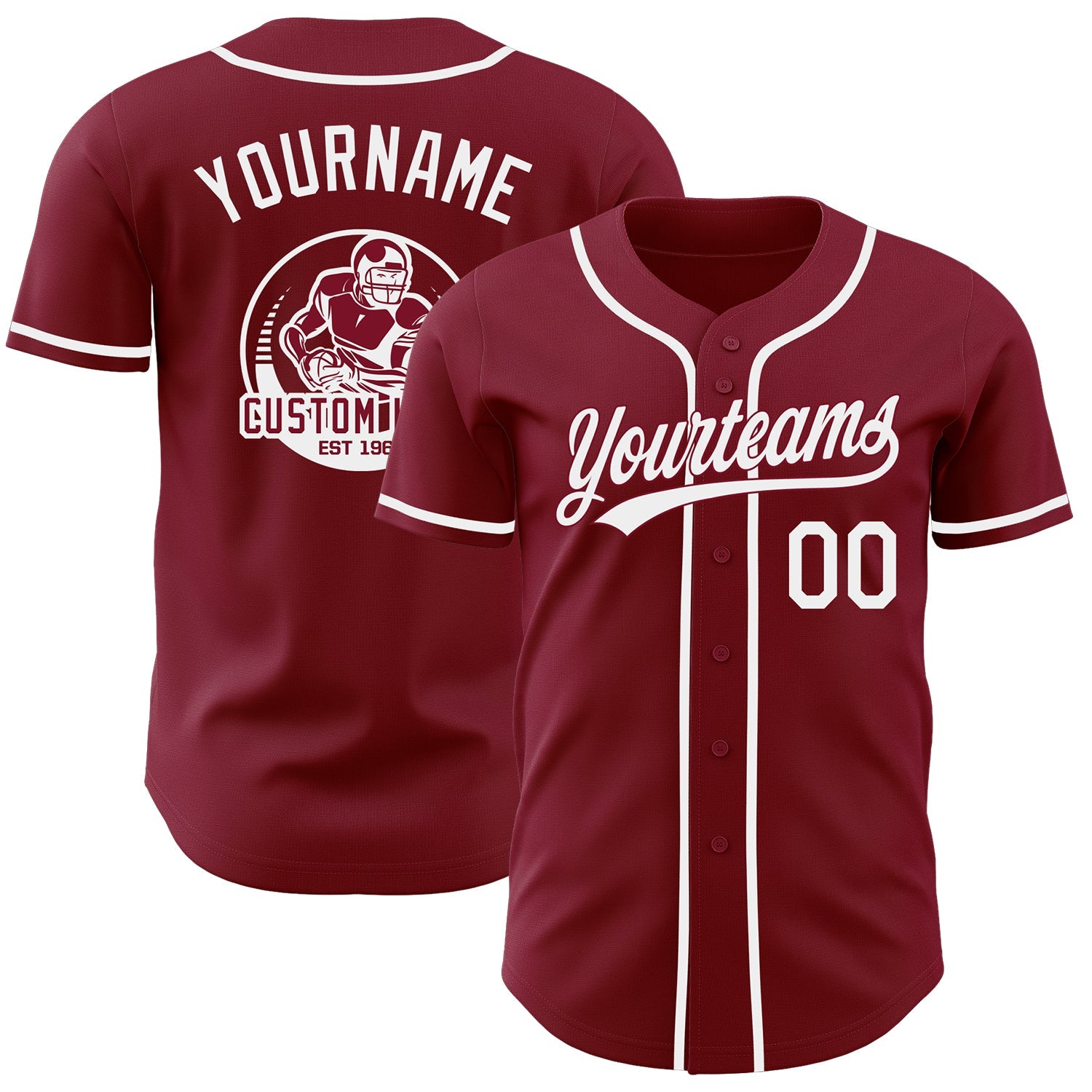 Custom Crimson-White Authentic Baseball Jersey - Main View