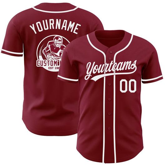 Custom Crimson-White Authentic Baseball Jersey - Main View