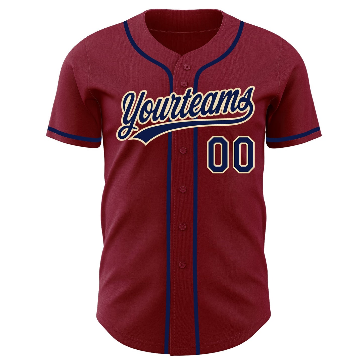 Custom Crimson Navy-Cream Authentic Baseball Jersey view 2