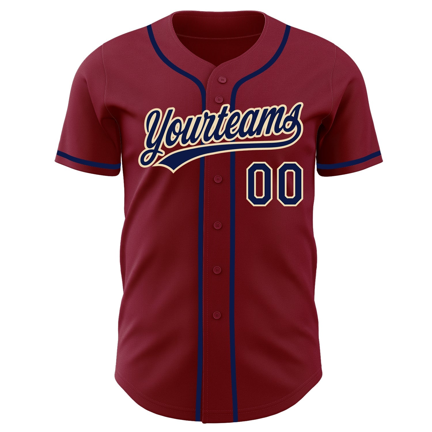 Custom Crimson Navy-Cream Authentic Baseball Jersey view 2