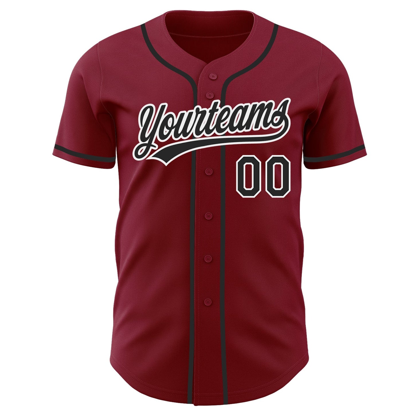 Custom Crimson Black-White Authentic Baseball Jersey view 2