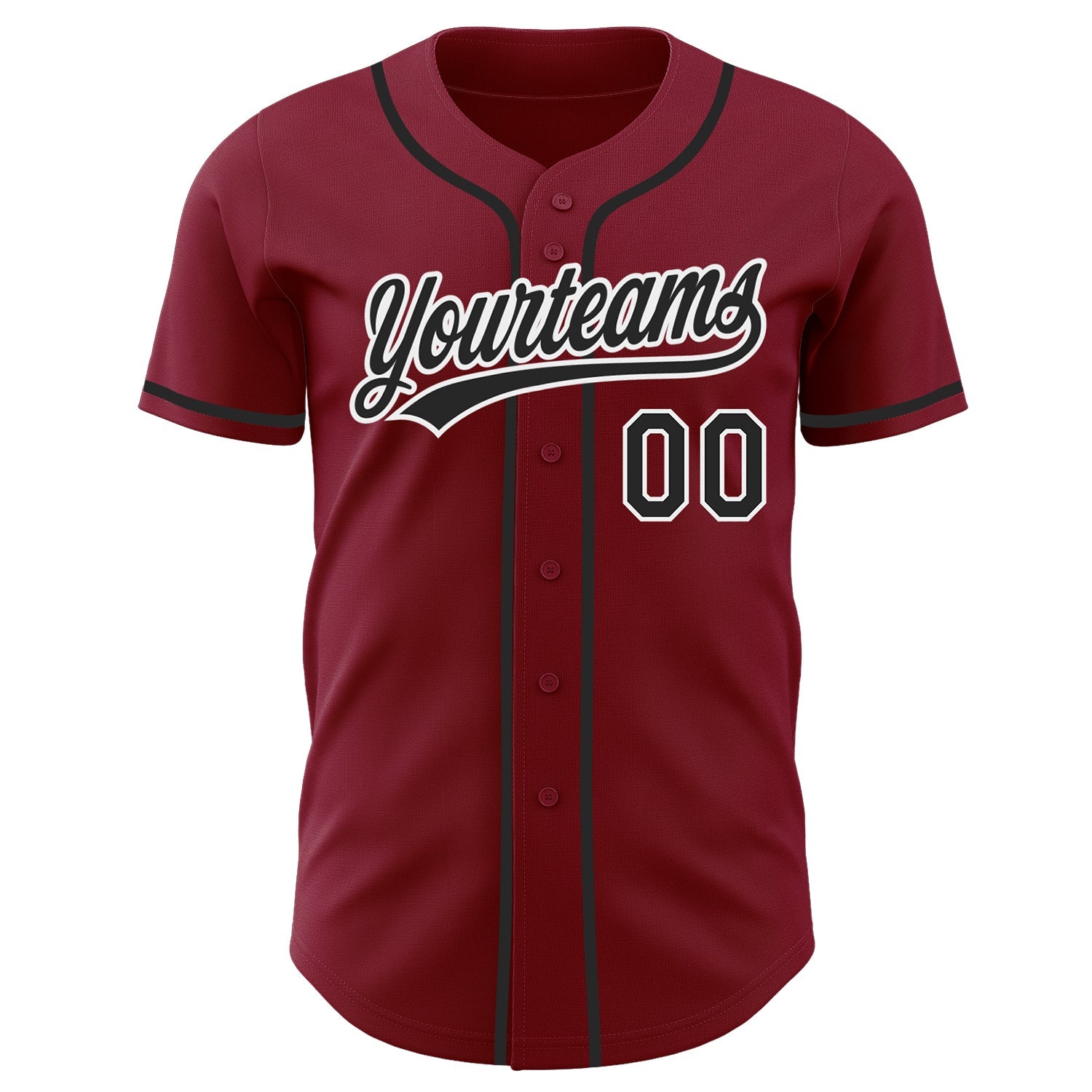 Custom Crimson Black-White Authentic Baseball Jersey view 2