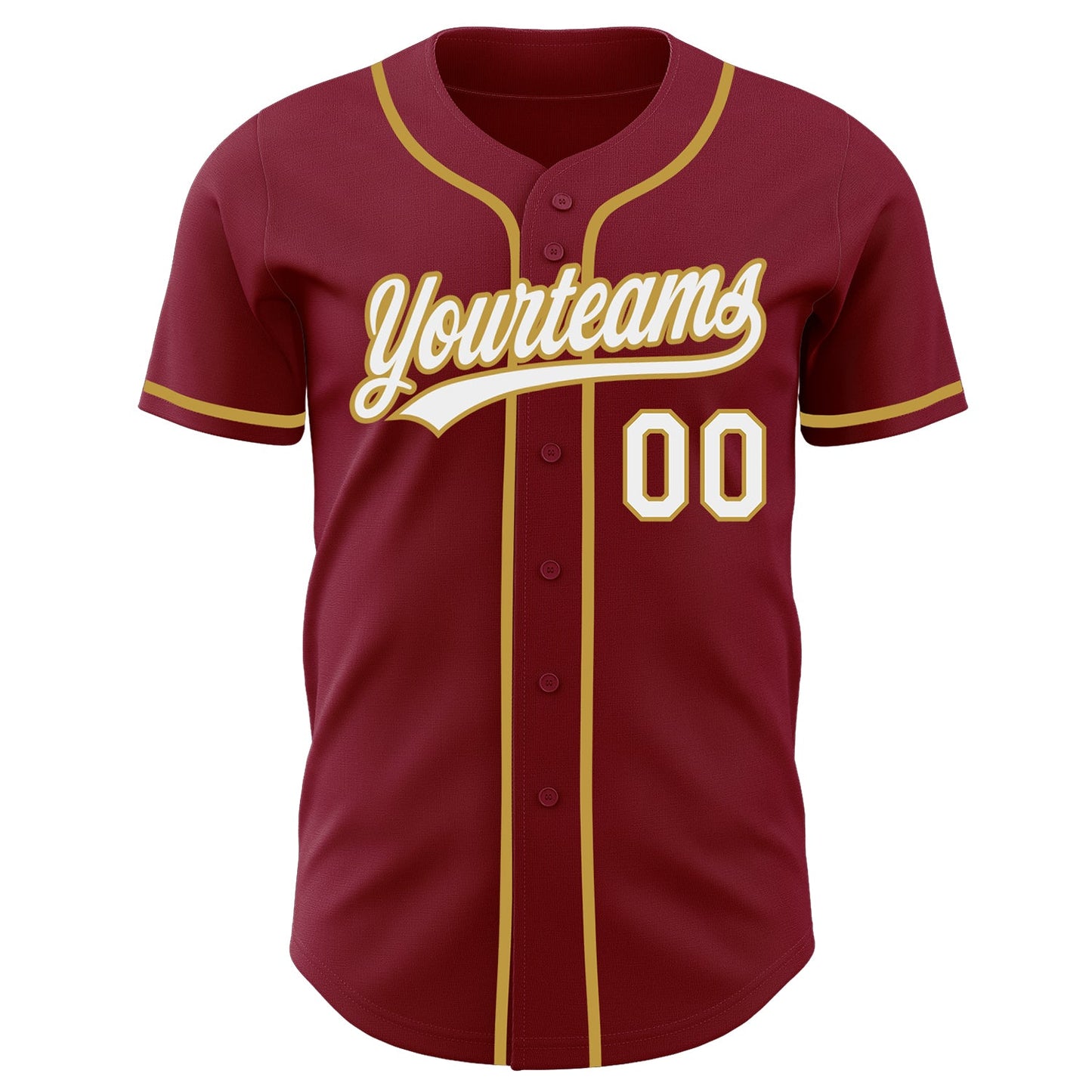 Custom Crimson White-Old Gold Authentic Baseball Jersey view 2
