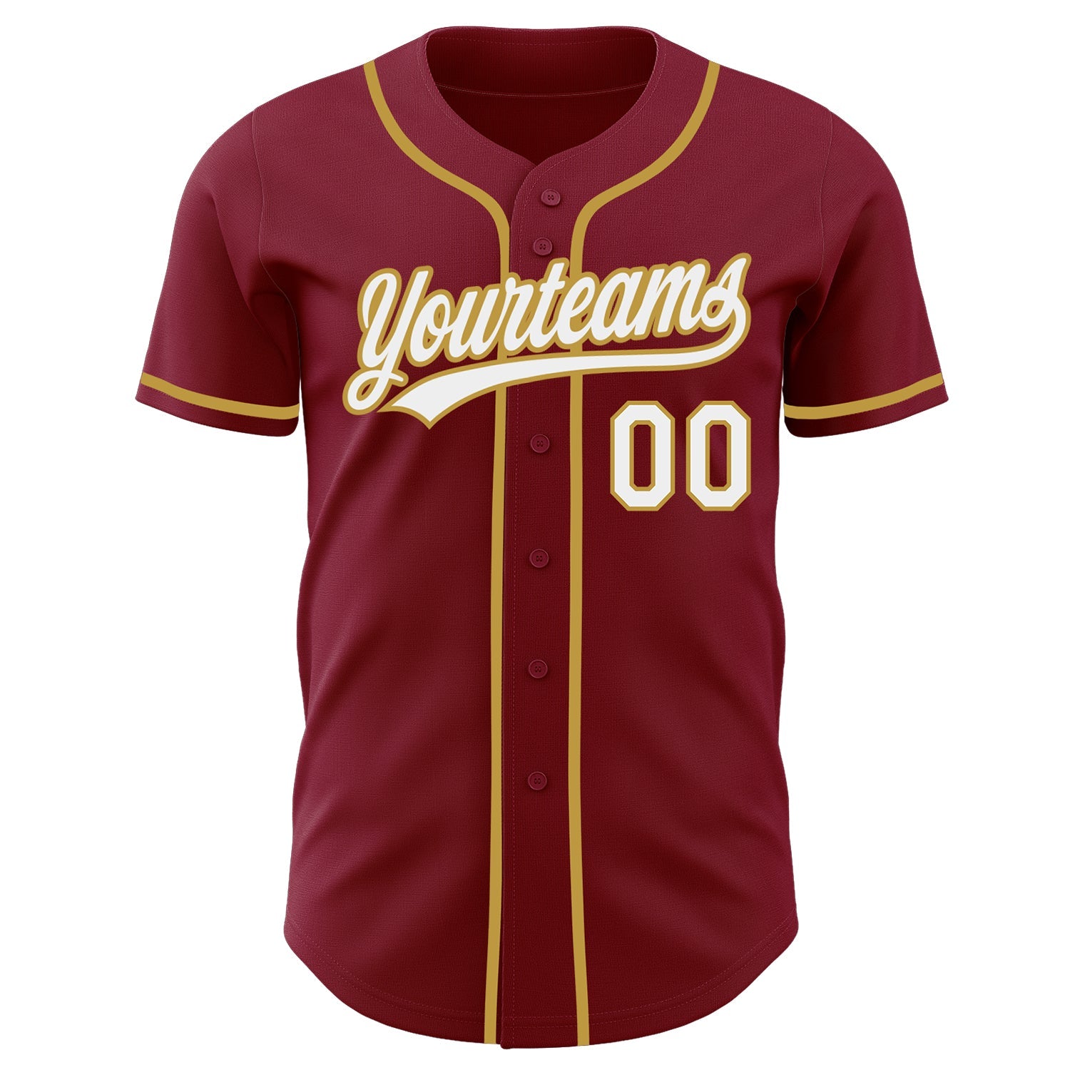 Custom Crimson White-Old Gold Authentic Baseball Jersey view 2