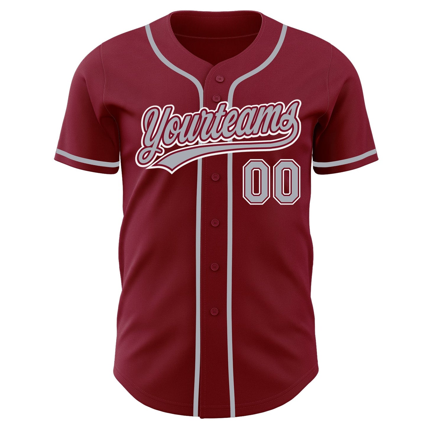 Custom Crimson Gray-White Authentic Baseball Jersey view 2