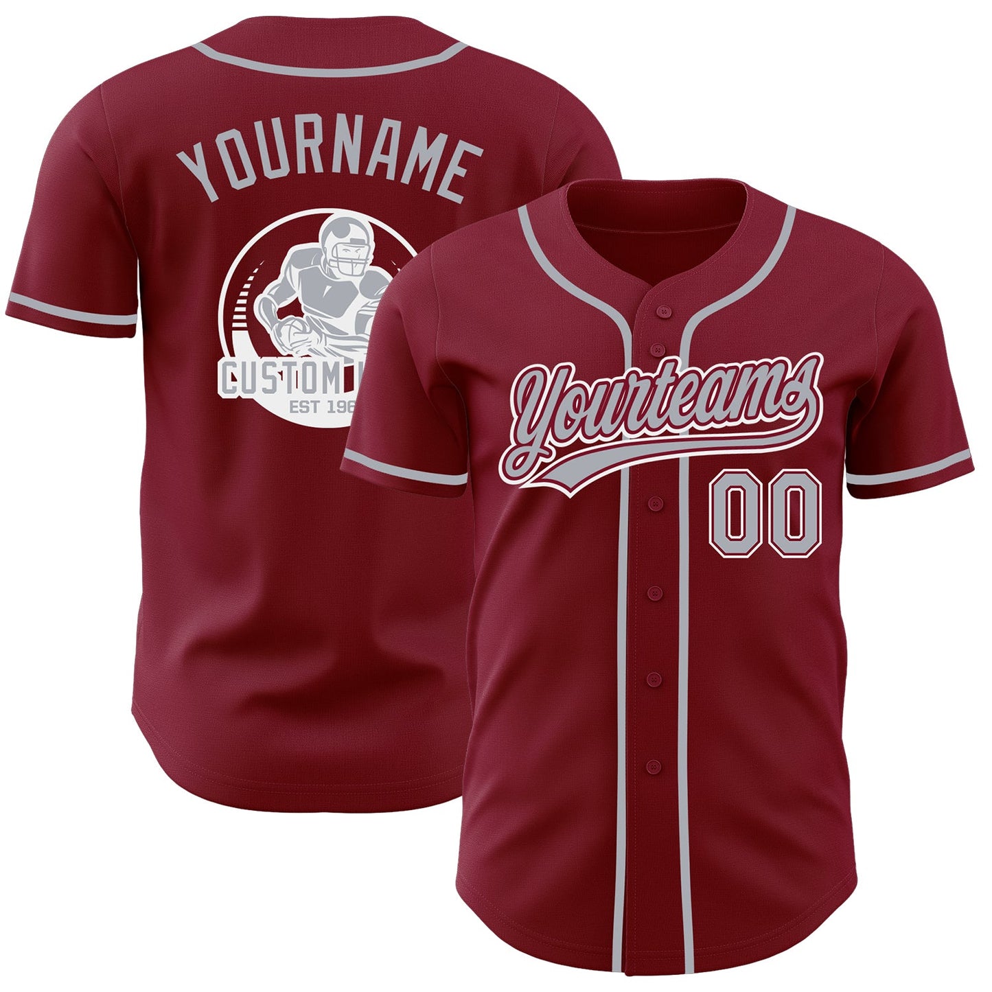 Custom Crimson Gray-White Authentic Baseball Jersey - Main View
