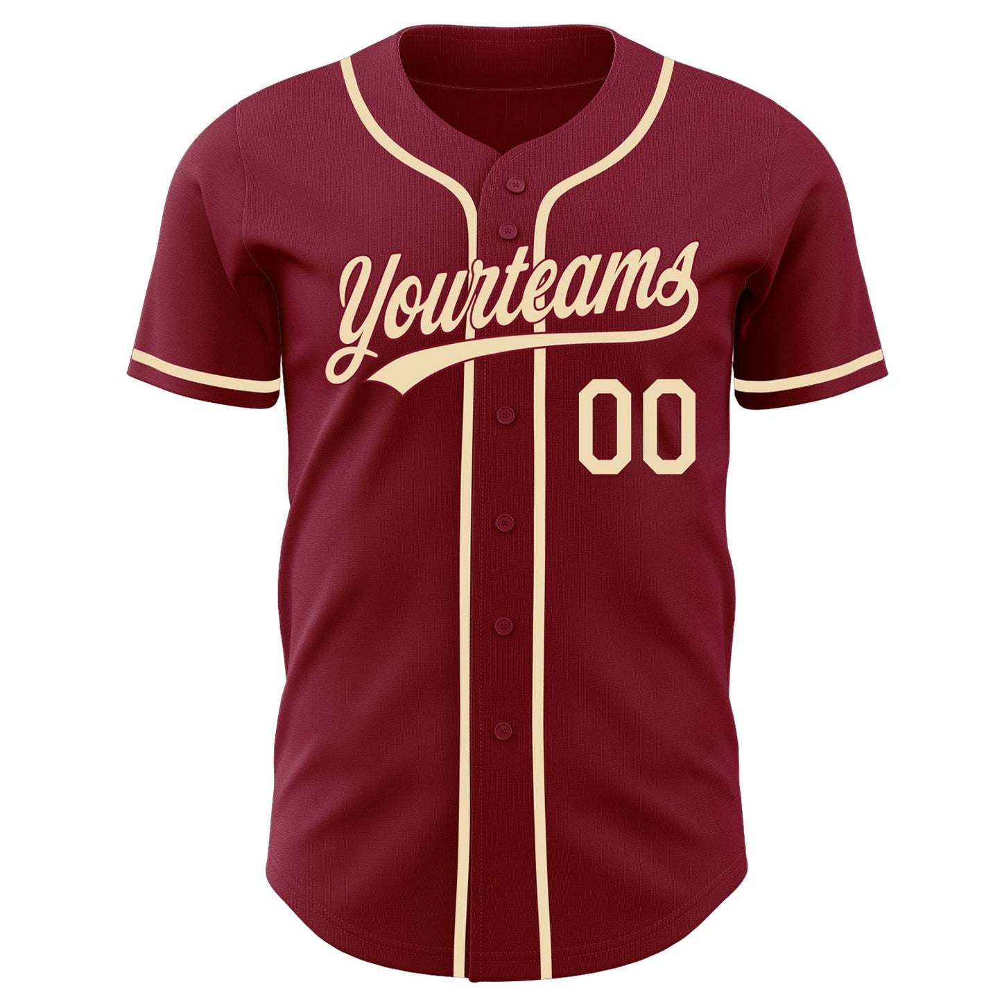 Custom Crimson-Cream Authentic Baseball Jersey view 2