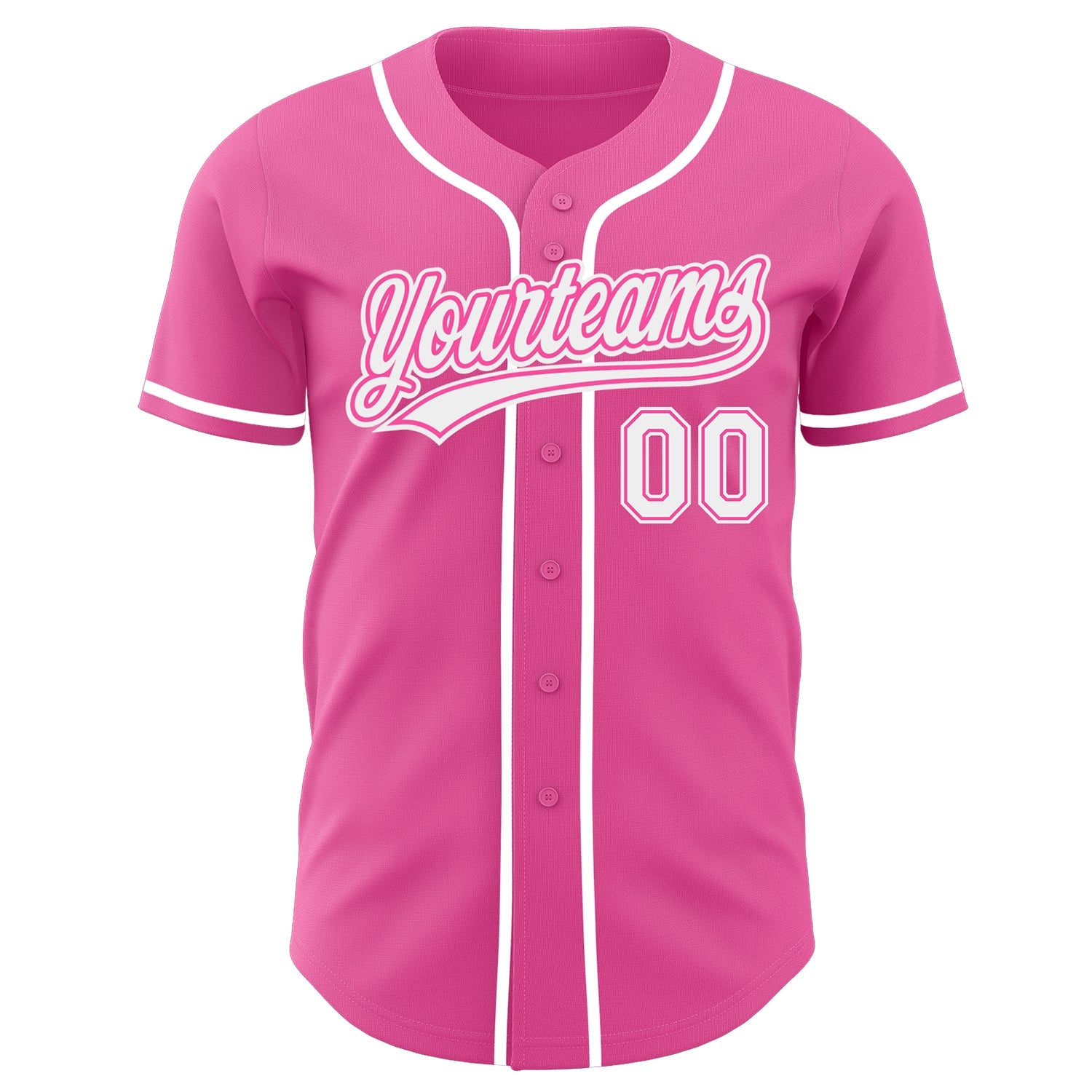 Custom Pink-White Authentic Baseball Jersey view 2