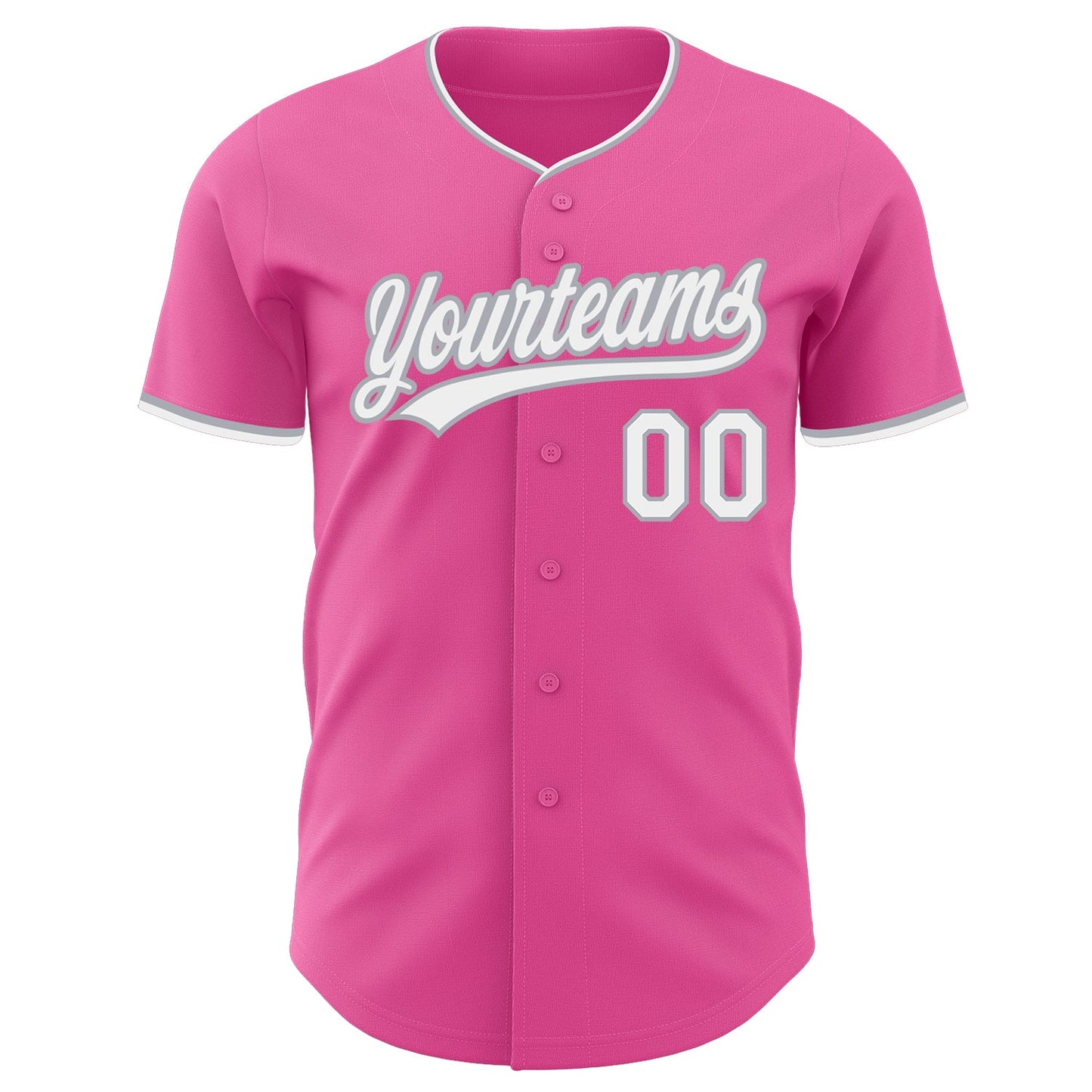 Custom Pink White-Gray Authentic Baseball Jersey view 2