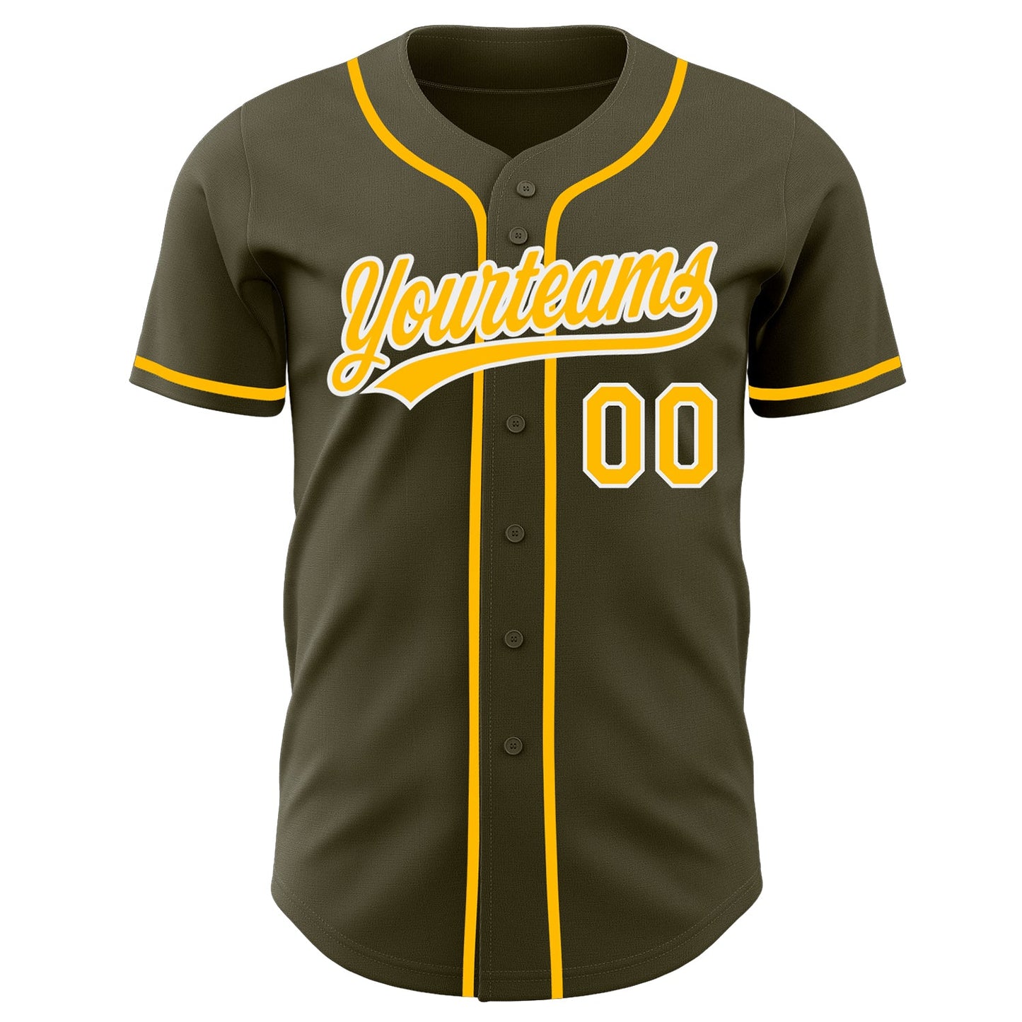 Custom Olive Gold-White Authentic Baseball Jersey view 2