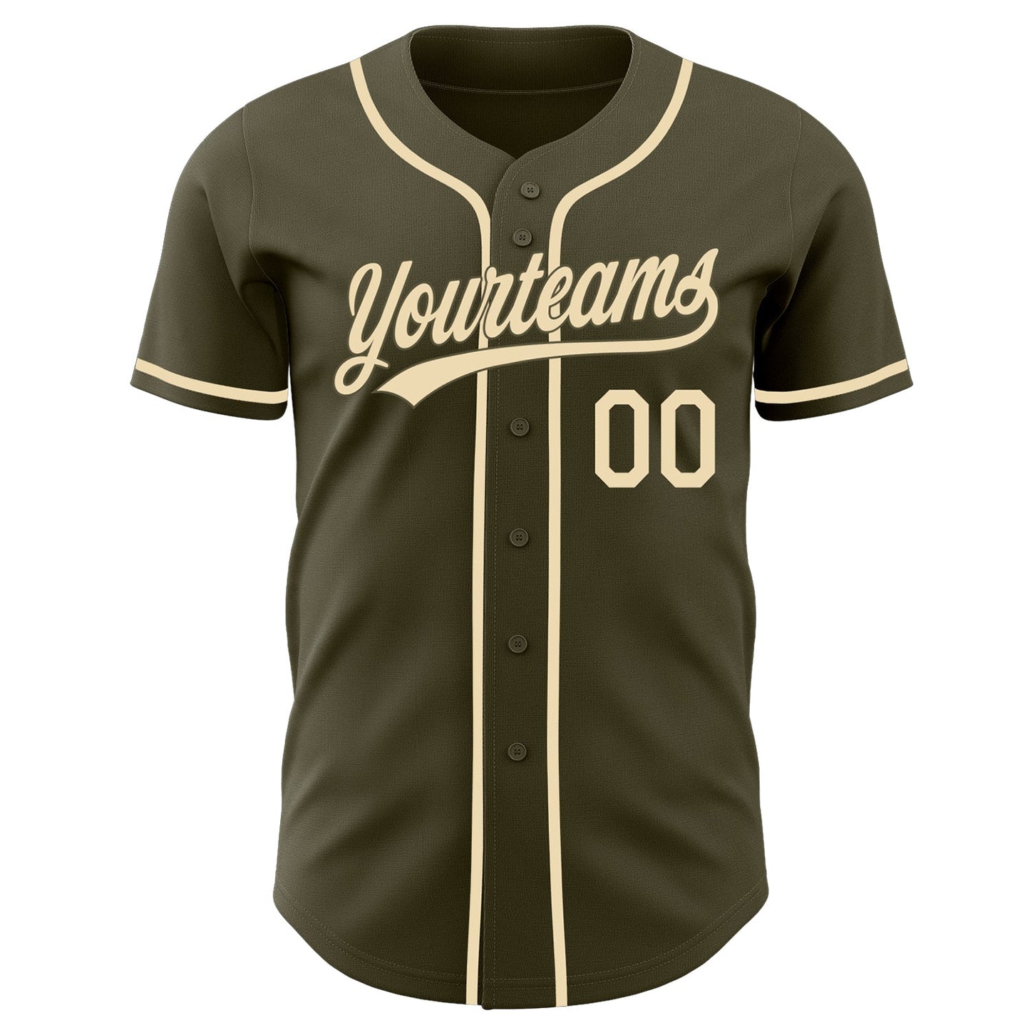 Custom Olive-Cream Authentic Baseball Jersey view 2
