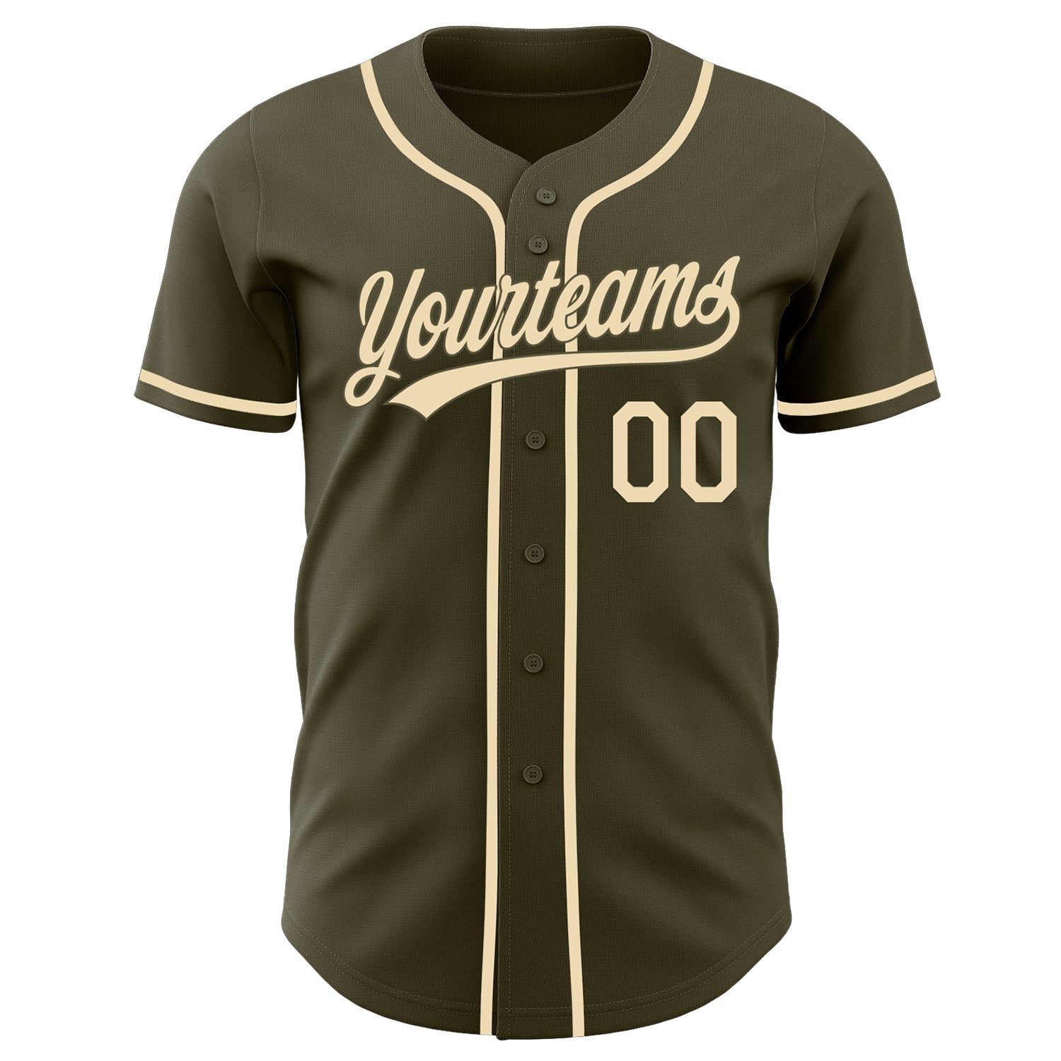 Custom Olive-Cream Authentic Baseball Jersey view 2