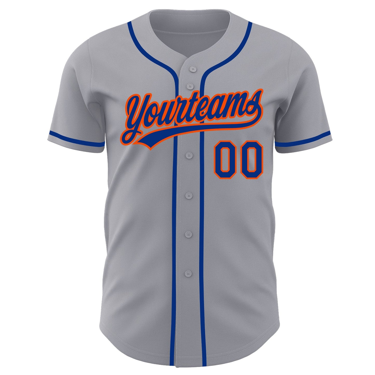 Custom Gray Royal-Orange Authentic Baseball Jersey view 2