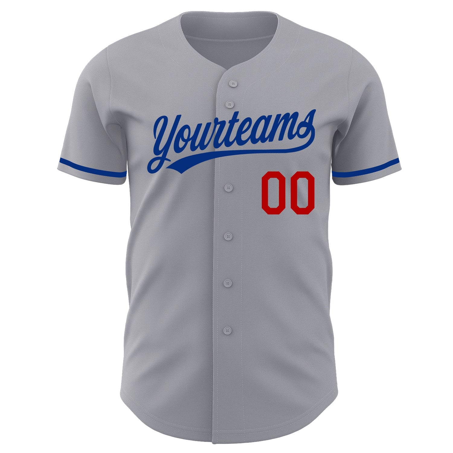 Custom Gray Red-Royal Authentic Baseball Jersey view 2