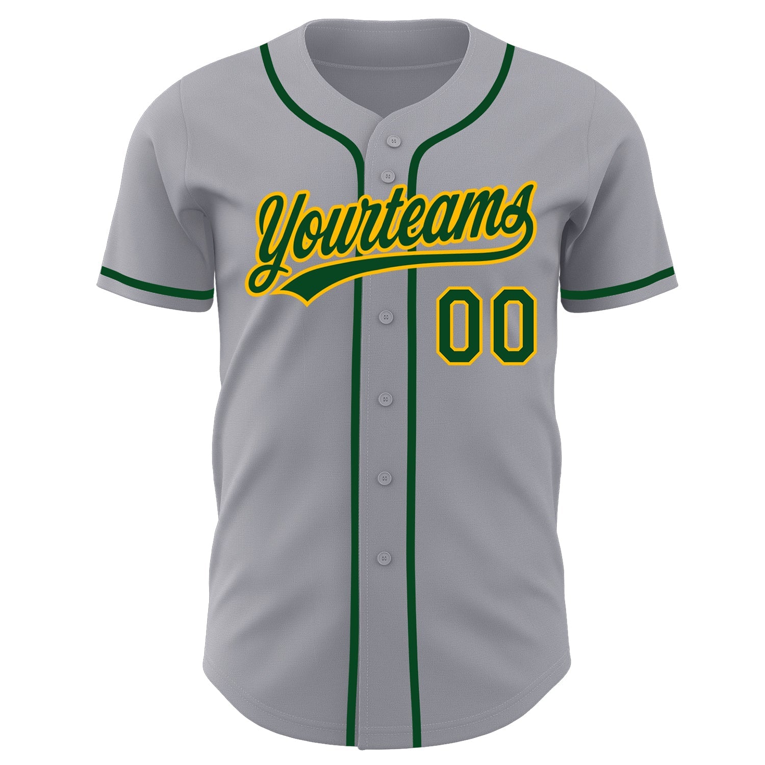 Custom Gray Green-Gold Authentic Baseball Jersey view 2