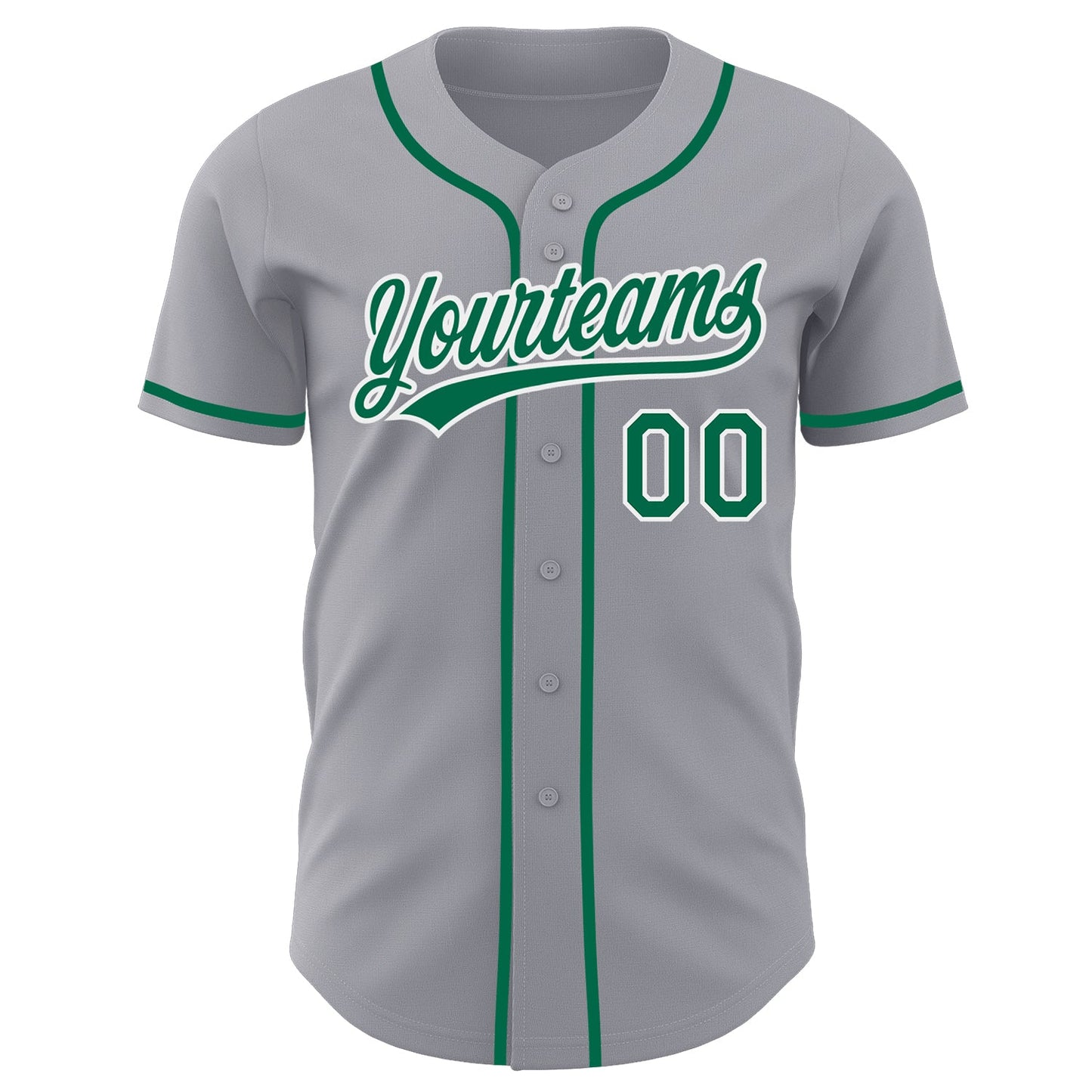 Custom Gray Kelly Green-White Authentic Baseball Jersey view 2