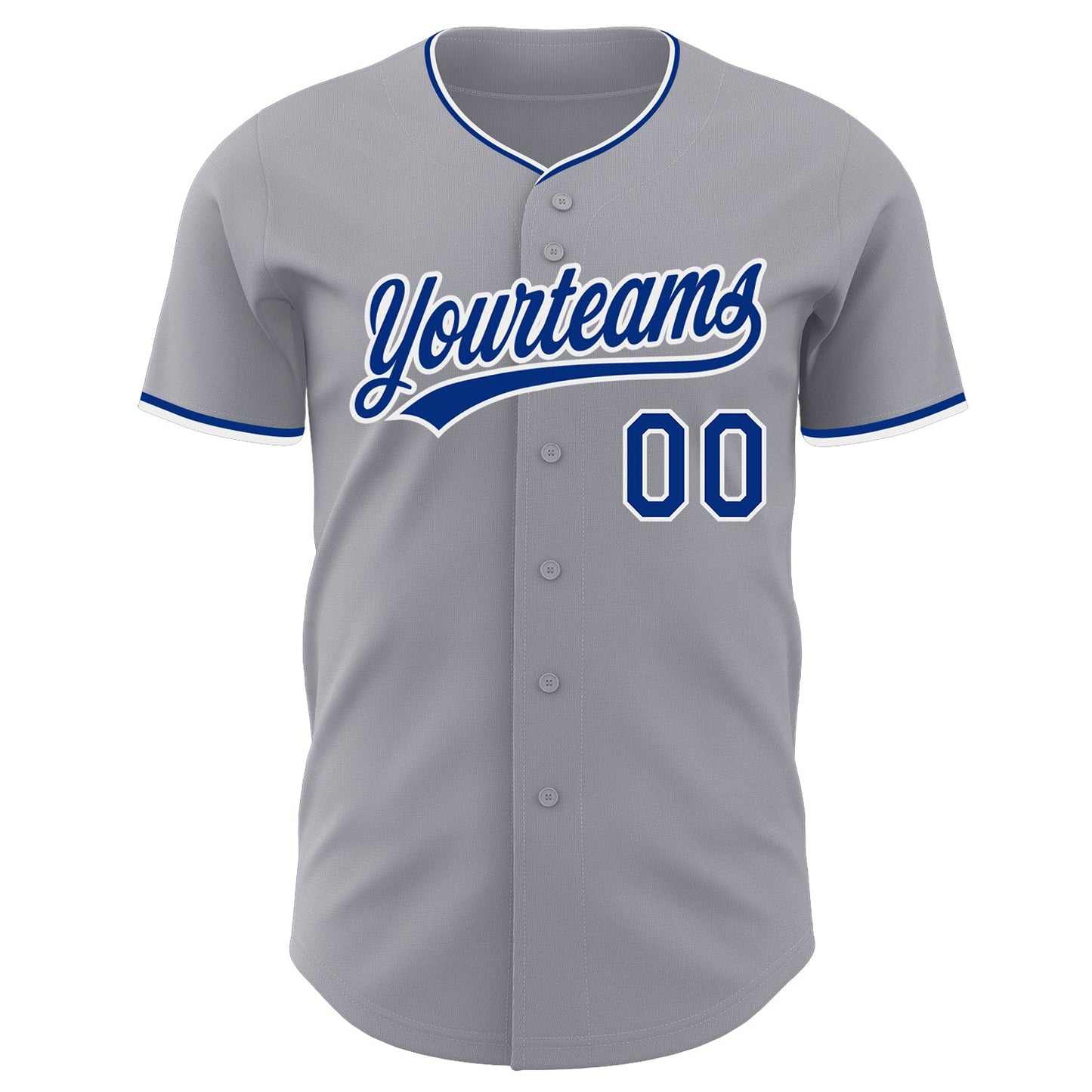 Custom Gray Royal-White Authentic Baseball Jersey view 2