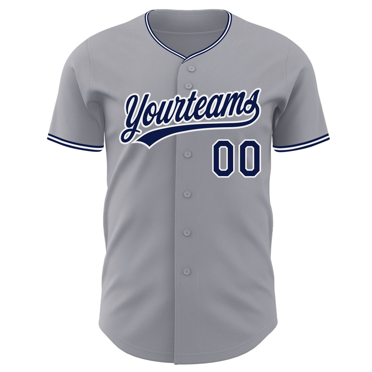 Custom Gray Navy-White Authentic Baseball Jersey view 2