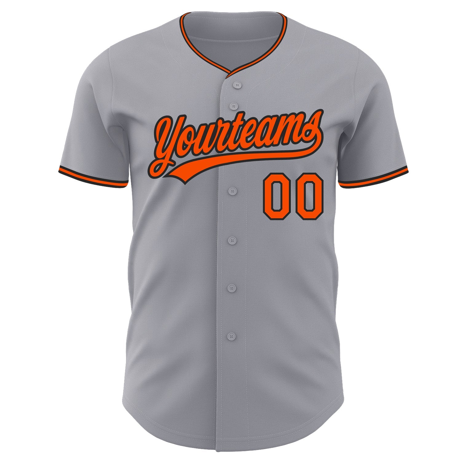 Custom Gray Orange-Black Authentic Baseball Jersey view 2
