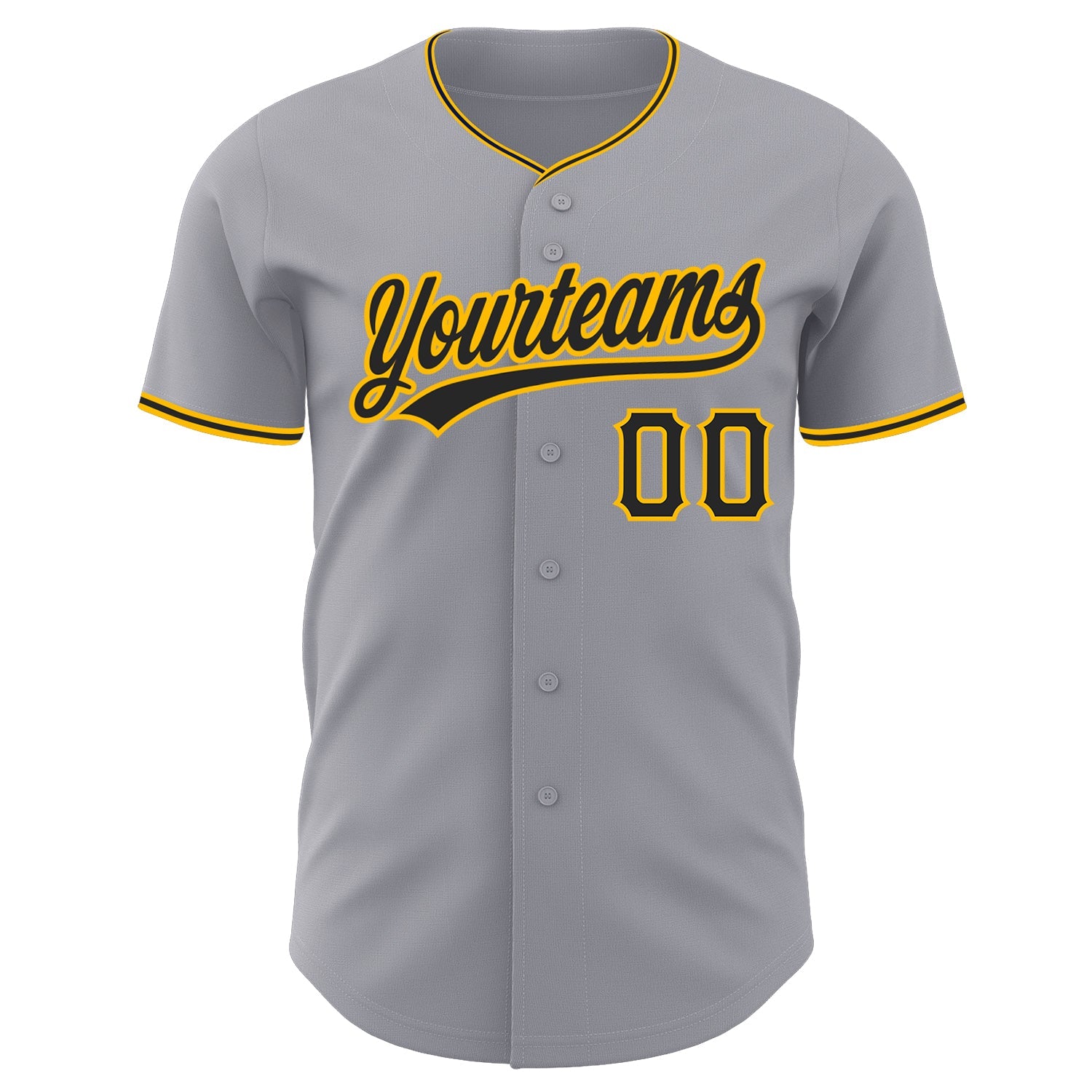 Custom Gray Black-Gold Authentic Baseball Jersey view 2