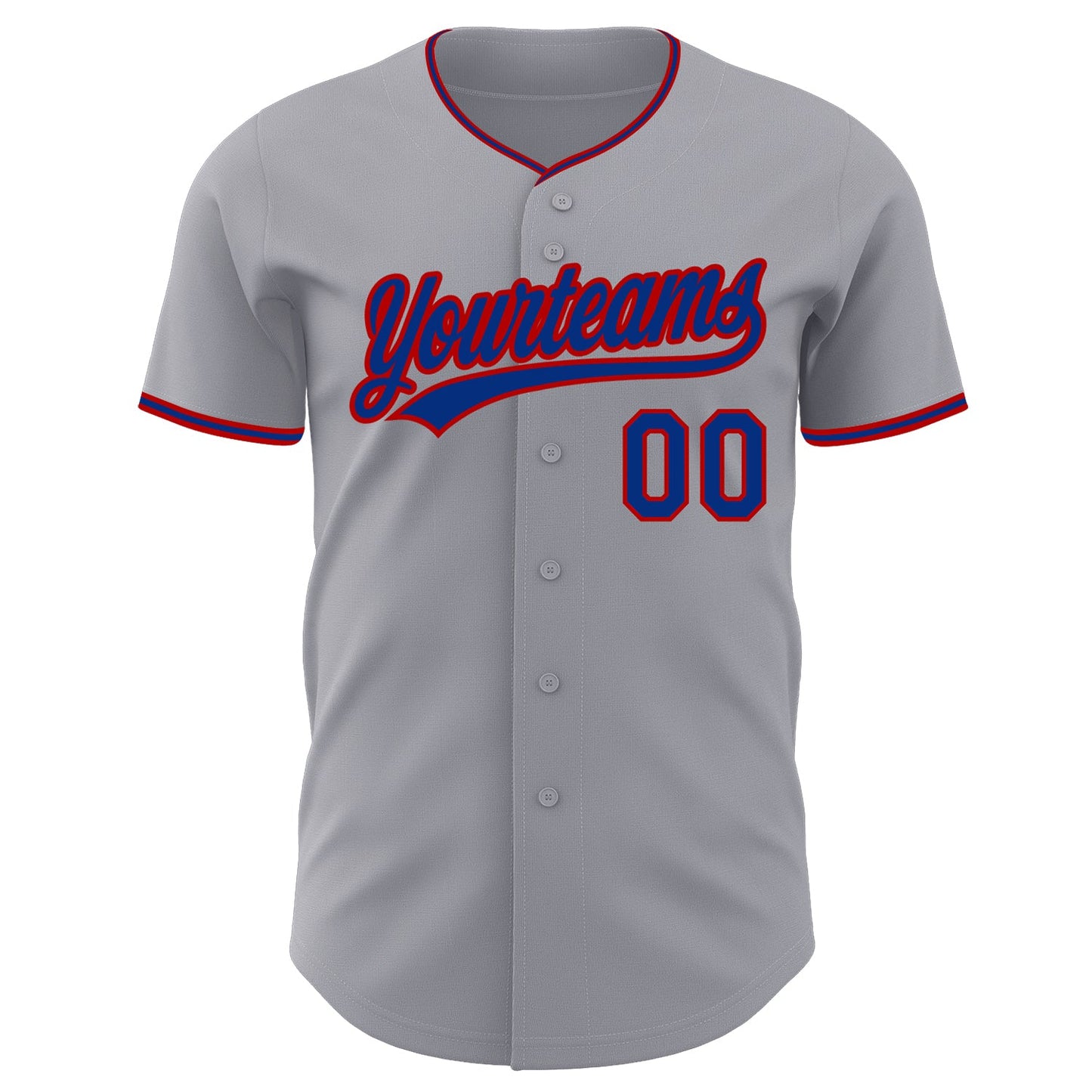 Custom Gray Royal-Red Authentic Baseball Jersey view 2