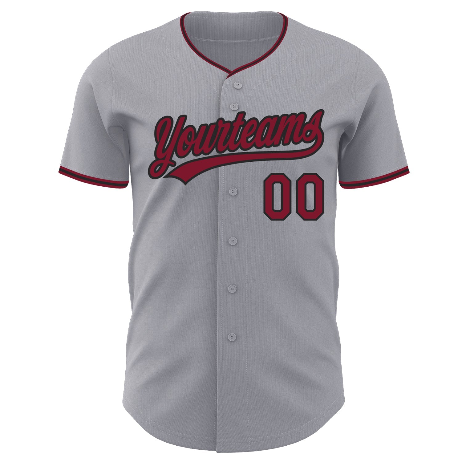Custom Gray Crimson-Black Authentic Baseball Jersey view 2