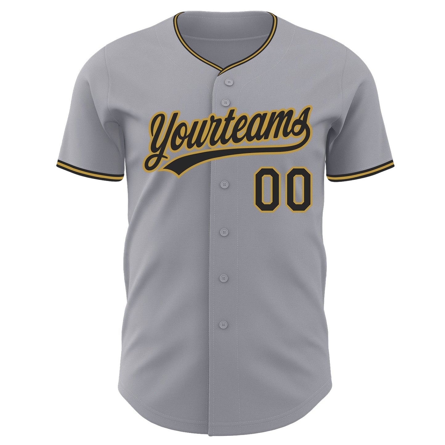 Custom Gray Black-Old Gold Authentic Baseball Jersey view 2