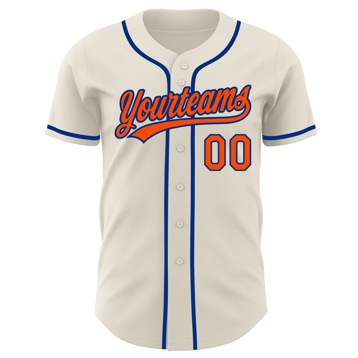 Custom Cream Orange-Royal Authentic Baseball Jersey view 2