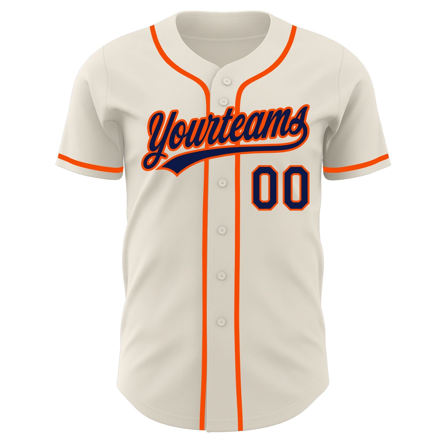 Custom Cream Navy-Orange Authentic Baseball Jersey view 2